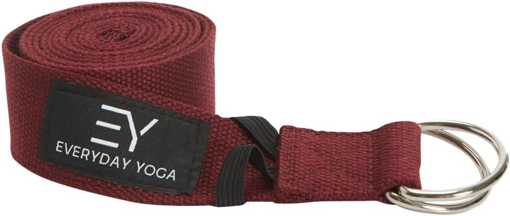 Everyday Yoga Strap with Metal D-Ring – Durable Stretching Strap for Yoga, Pilates, Flexibility & Physical Therapy (6ft, 8ft, 10ft)