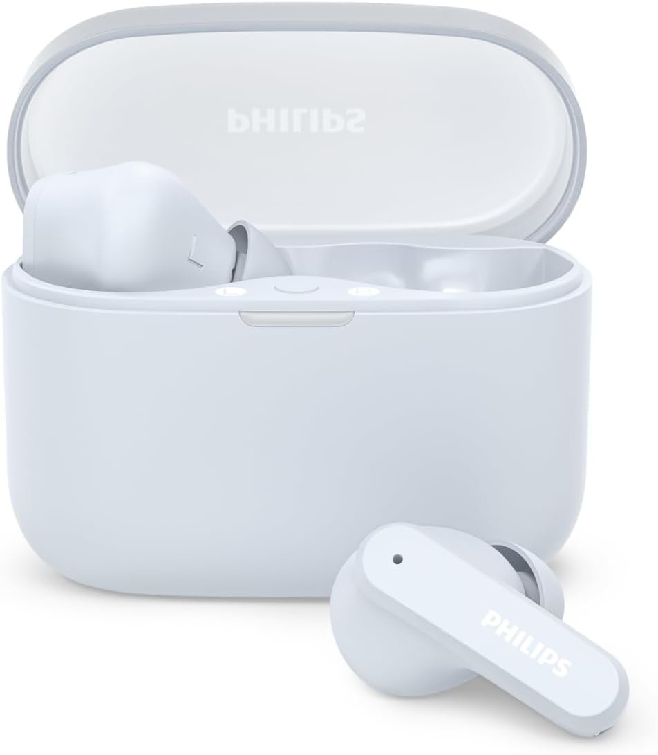 Philips T2000 True Wireless Bluetooth Earbuds – 14 Hours Play Time, Natural Sound, Clear Calls, Dynamic Bass, IPX4 Water Resistant, Blue