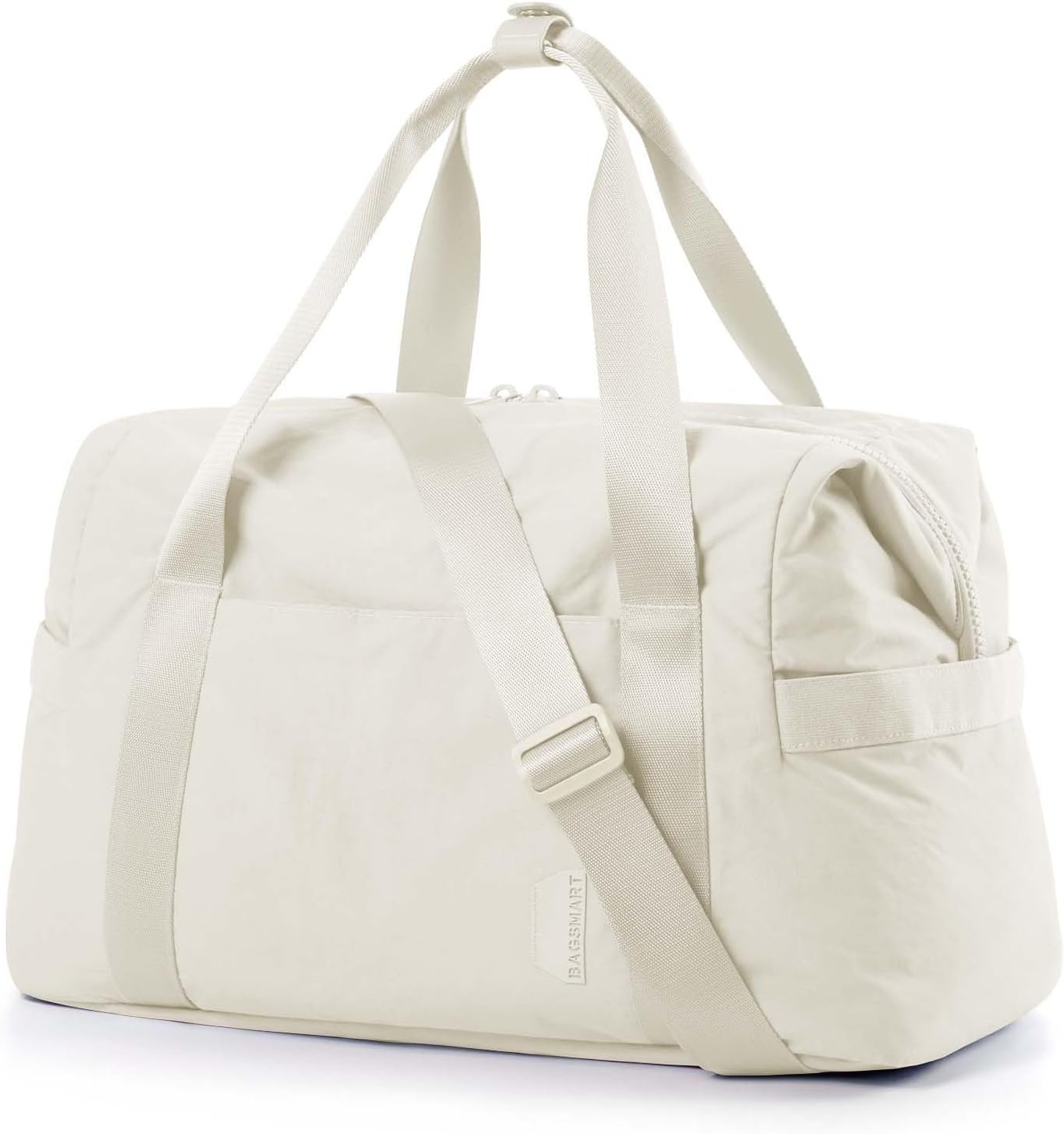 BAGSMART BAGSMART Gym Bag for Women, Carry on Weekender Overnight Bag, Travel Duffel Bags with Trolley Sleeve, Personal Item Travel Bag Tote Bag Workout Dance Bag(Light Beige,Medium)