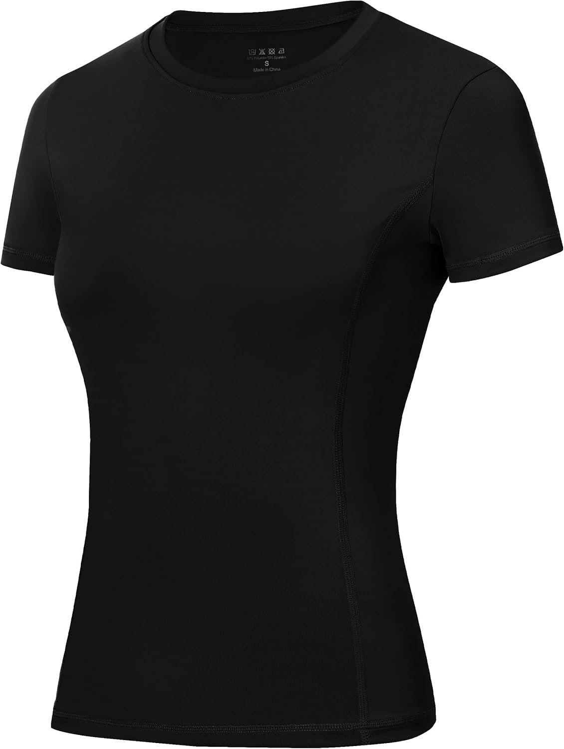 Roadbox Women’s Compression Shirt, Slim Fit Short Sleeve Athletic Top, Workout Undershirt for Gym and Yoga