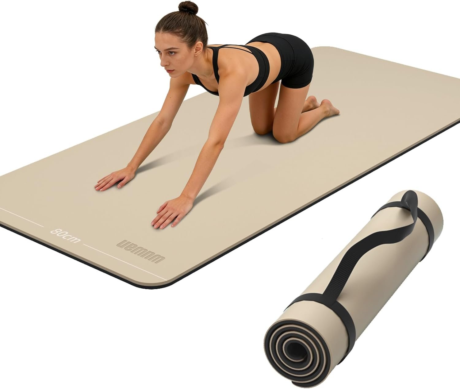 Wide Yoga Mat-80cm Non Slip Extra Thick 1/3” Fitness Exercise Mat TPE Material High Resiliency Hot Yoga Mats(72“L x 32″W) With Carry Strap for Women Yoga Pilates, Home Floor Workout