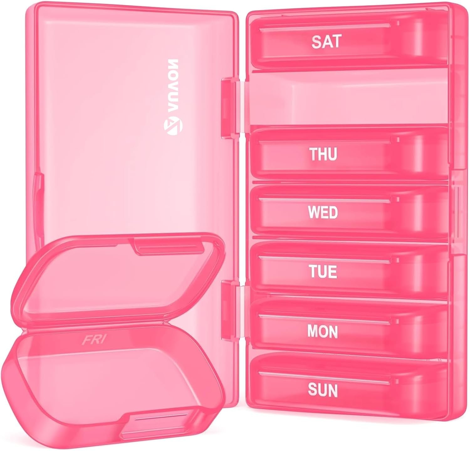 AUVON 7-Pack Large Weekly Pill Organizer with Dual Protection, Flexible Pill Box 7 Days for Purse, Pocket, Compact Pill Case for Travel, Pill Container for Vitamins, Fish Oils, Supplements