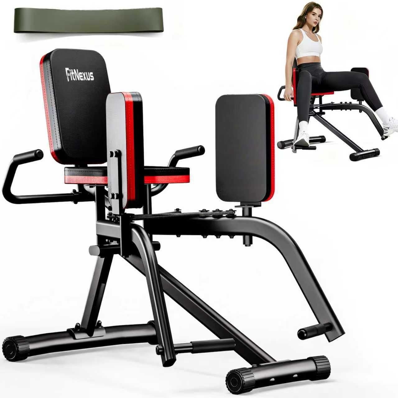 Hip Abductor Machine for Women/Men, Compact Glute Machine & Leg Exercise Equipment with Resistance Band, 6-Level Adjustable Booty Builder for Home Gym, Ultra Quiet, 360° Adjustable Leg Pads