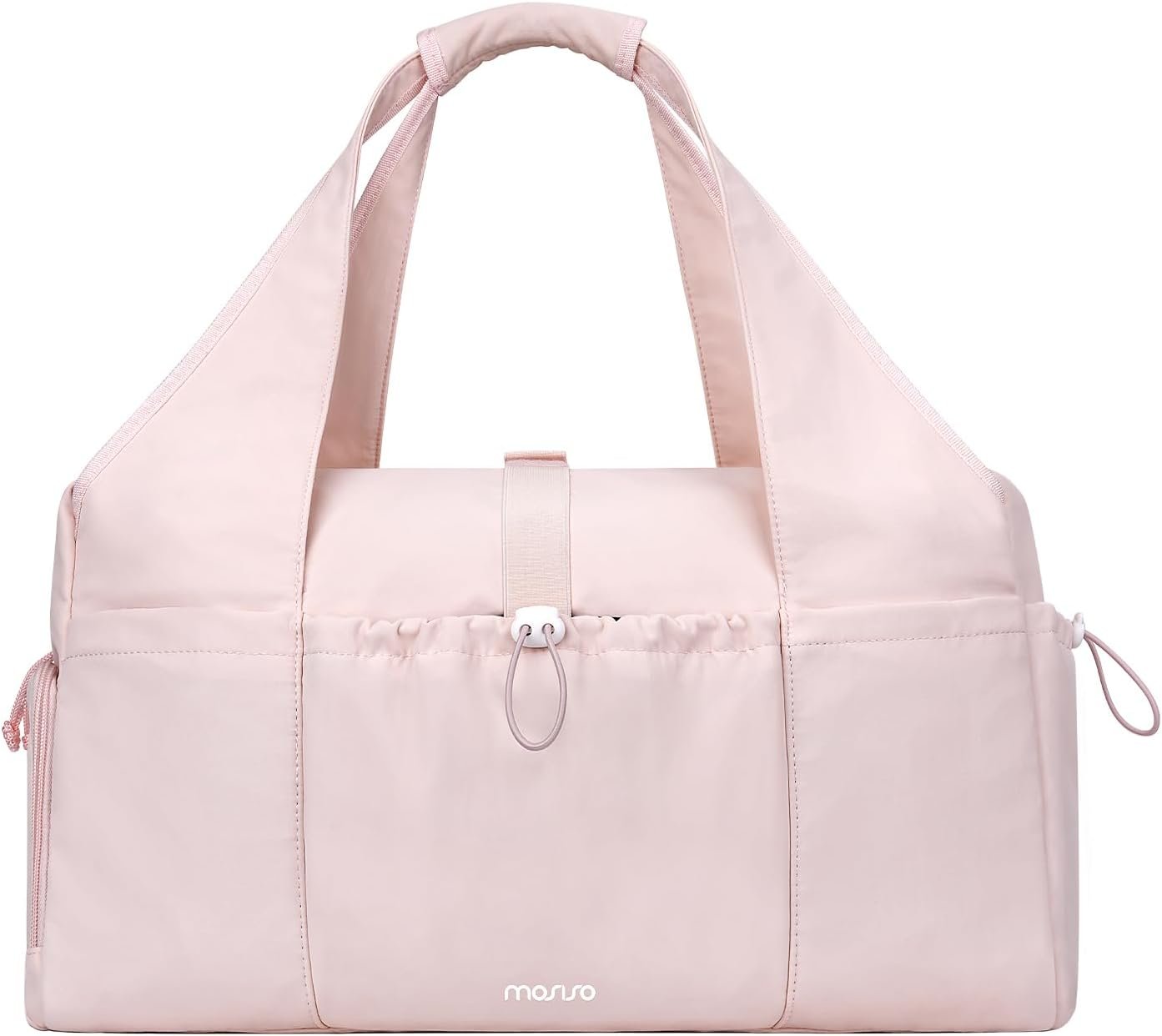 MOSISO Gym Bag for Women, Travel Duffle Weekender Overnight Workout Carry on Small Tote Sport Gym Duffle Bag with Shoe Compartment&Wet Pocket&Drawstring Pocket for Fitness, Yoga, Weekend, Pink