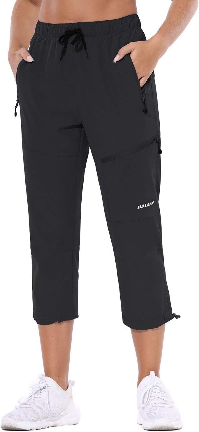baleaf Women’s Hiking Cargo Capris Outdoor Lightweight Water Resistant Pants UPF 50 Zipper Pockets
