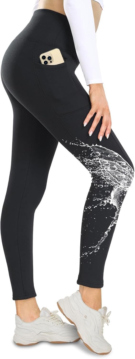 NexiEpoch Fleece Lined Leggings Women – High Waisted Winter Yoga Pants Tummy Control Soft Thermal Warm for Hiking Workout