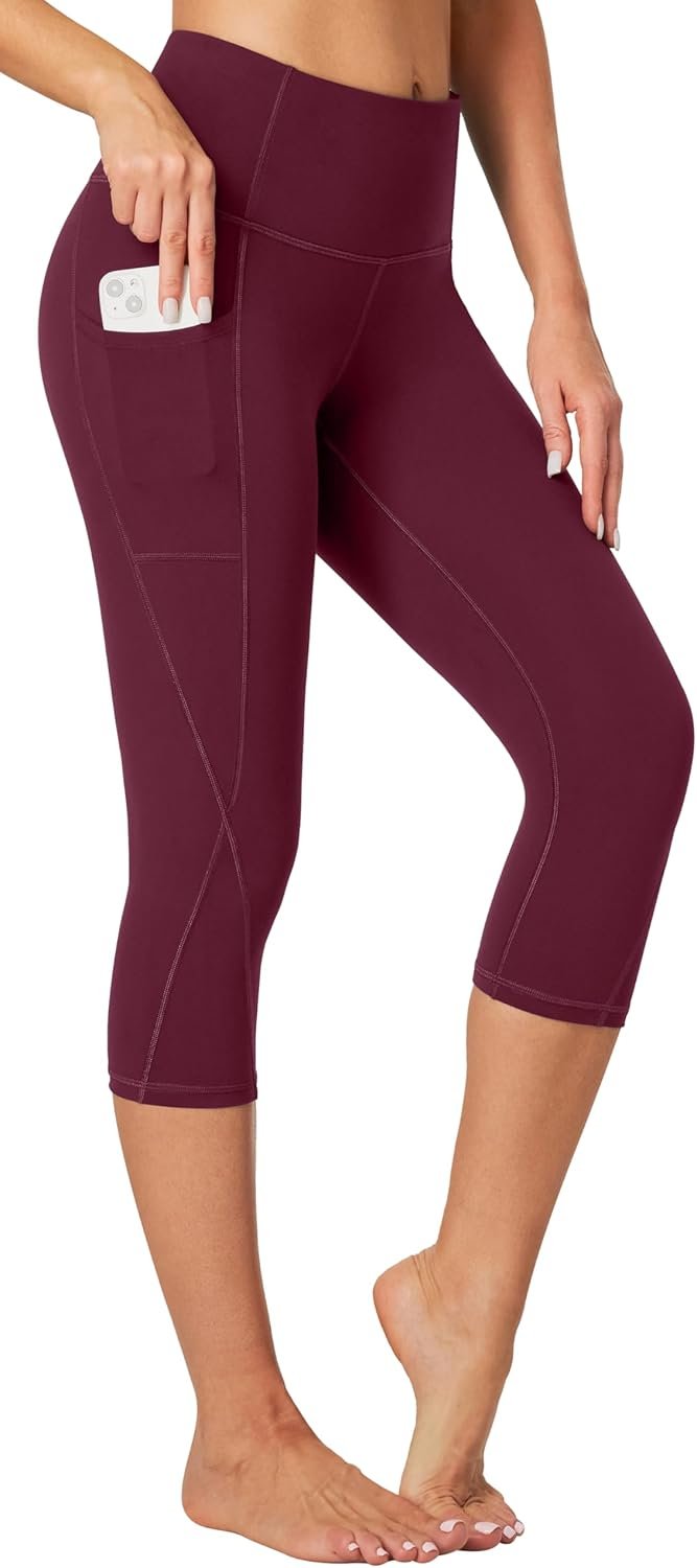 Heathyoga Capri Leggings for Women High Waisted Capri Leggings with Pockets for Women Tummy Control Yoga Pants Women