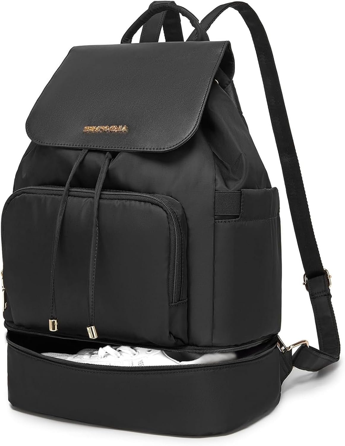 seyfocnia Gym Backpack for Women, Gym Bag with Shoe Compartment Lightweight Travel Workout Sports Backpack Womens Black