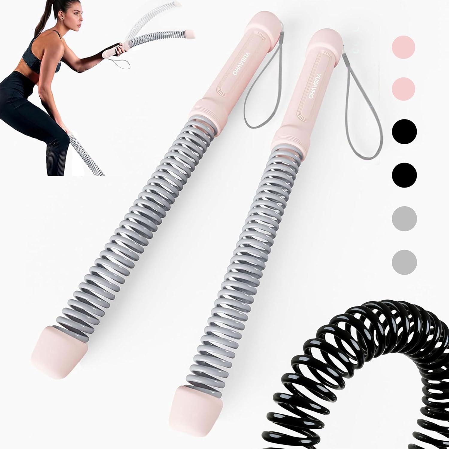 Ropeless Battle Ropes for Home Gym-Portable Cordless Training Rope Fitness Equipment for Men & Women,Weighted Workout Ropes for HIIT,Versatile Exercise Equipment for Home and Travel(Pink)