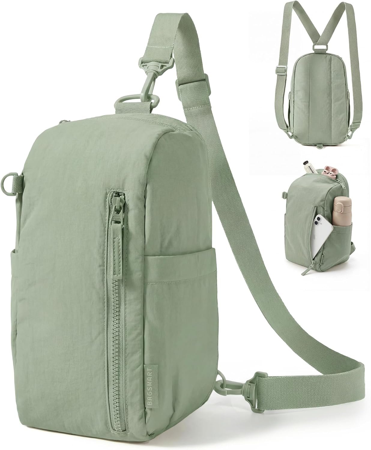 BAGSMART Small Sling Bag for Women, Fast Track Crossbody Bag Mini Backpack purse for Daily Travel Gym | 9L Fast Track, Convertible Strap, Small Backpack Purse, Small Gym Bag, Hiking Daypack, 6 Pockets