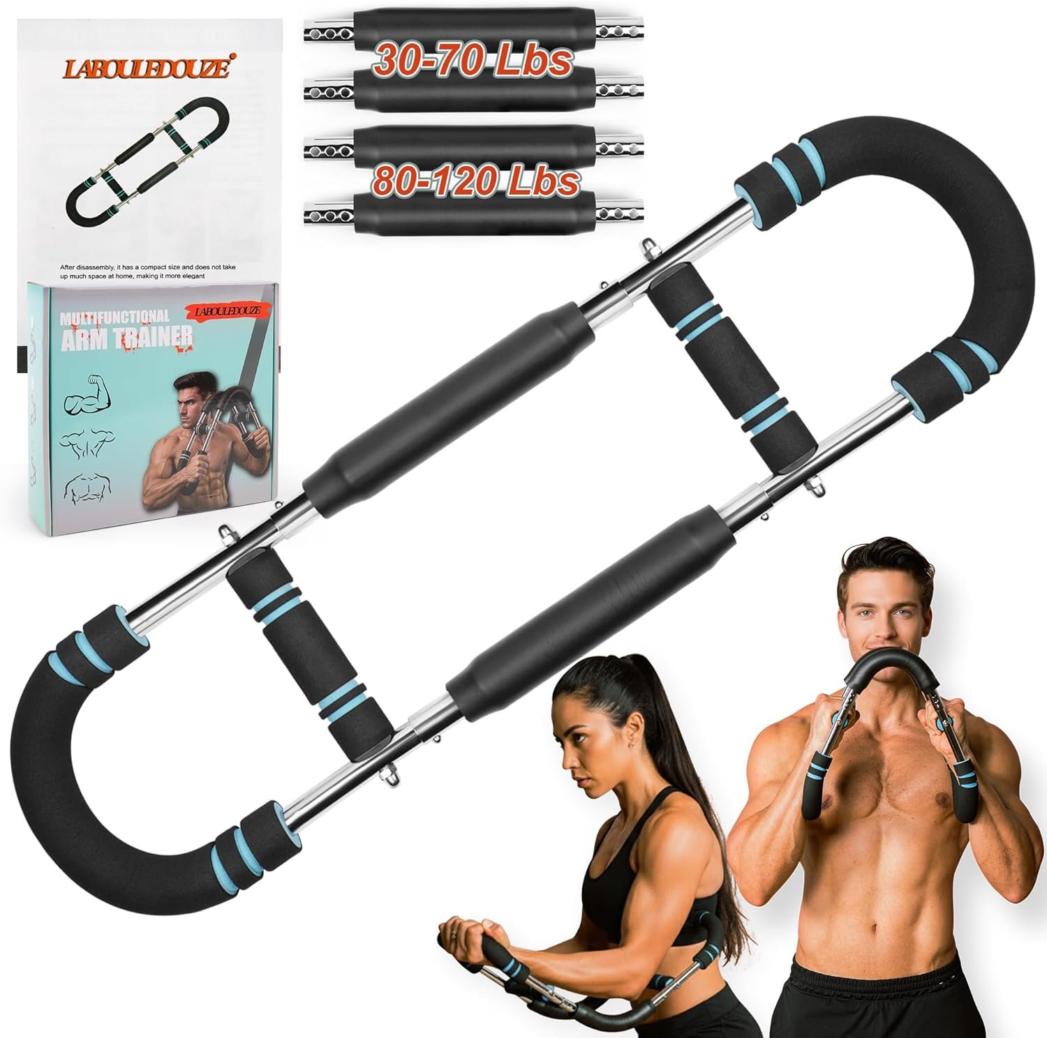 Twister Arm Trainer 4 Adjustable Springs (30-110lbs), Strength Training Equipment, Chest and Arm Trainer for Men & Women, Chest Expander, Portable Gym Equipment & Carry Bag, at Home Workout Exercise