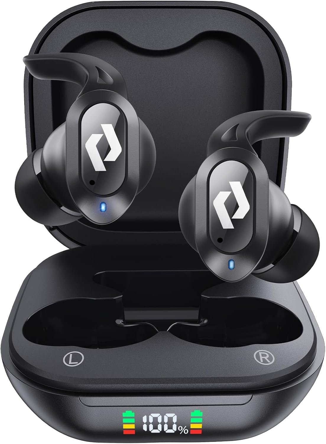 Bluetooth Earbuds Wireless Ear buds Wireless Charging Case Waterproof Headphones Built in Microphone Stereo Bass 64H Playback LED Power Display for iPhone Android Phones Computer Sports Gaming Workout