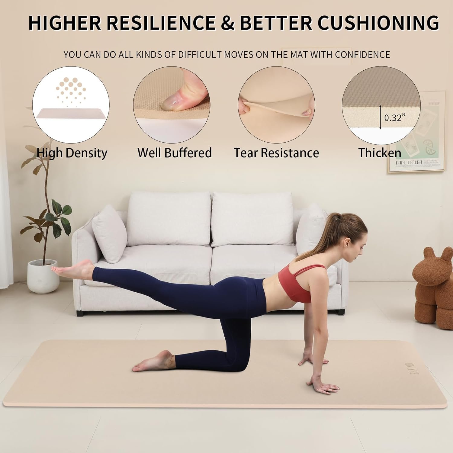 Yoga Mat Extra thick 8mm Exercise mat, Soft Lightweight TPE Fitness Mat with strap, High Elasticity, Anti-fatigue,non-slip mat for Women, Yoga, Camping, Travel, Gym & Outdoor | 72″L x 0.32″Th