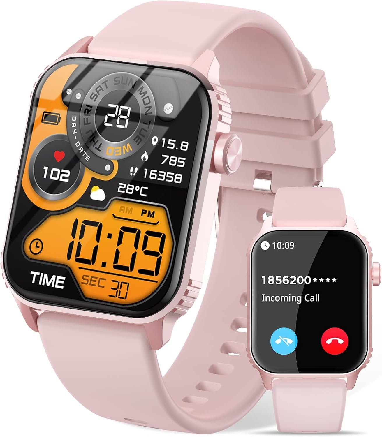 Smart Watches for Women Men, 120 Sports Modes Smartwatch with 1.83 inches HD Display, Heart Rate/Sleep Monitor, IP67 Waterproof, Bluetooth Call & Music Control for iPhone/Android (Pink)