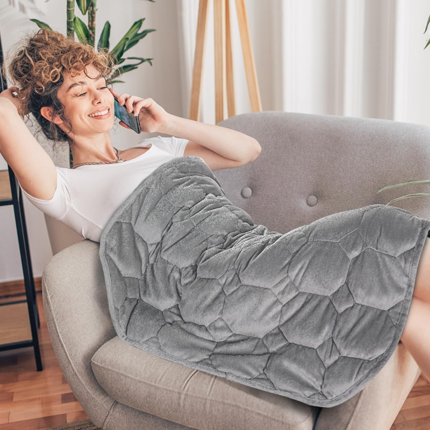 Topblan Weighted Lap Blanket 7lbs for Adults, Small Weighted Blanket Throw for Napping, Relaxation, Calming and Travel, Skin Friendly & Machine Washable for All-Season Sleeping, Grey 24×29 inches