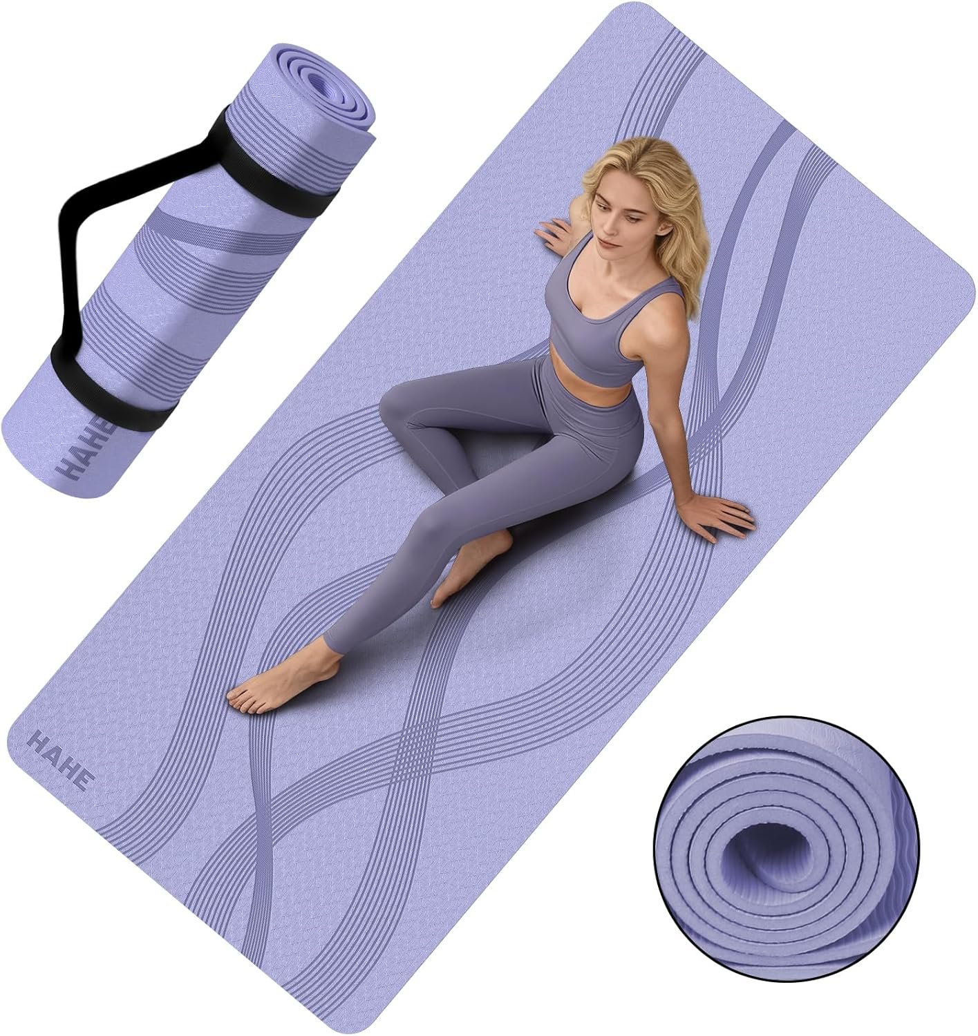 Yoga Mat High Density Exercise Mat, 76″x32″x0.27″Thick Wide & Large Yoga Mat for Women Men, Professional POE Workout Mat for Yoga, Pilates, Fitness & Stretching