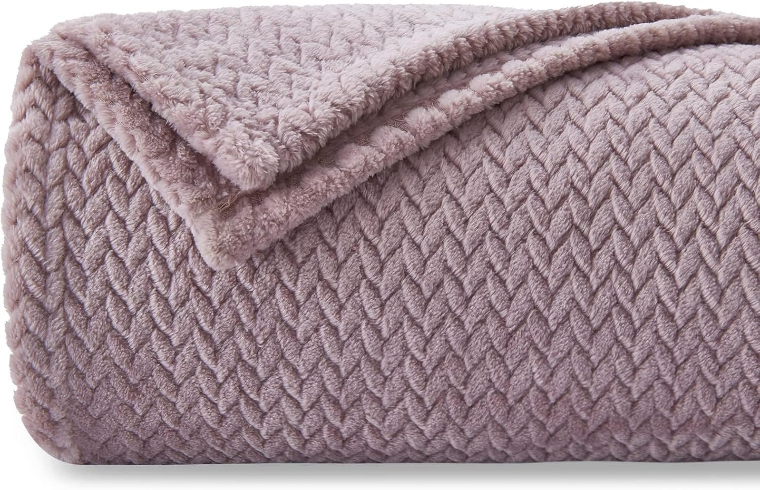 NEWCOSPLAY Super Soft Throw Blanket Light Purple Premium Silky Flannel Fleece Leaves Pattern Lightweight Bed Blanket All Season Use (Light Purple, Throw(50″x60″))