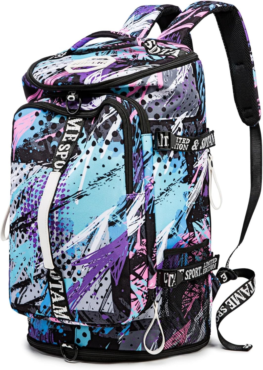 Gym Duffle Bag Backpack with Shoe Compartment,4 ways Travel Backpack for Women and Men,Multi-Functional Weekender bag with Waterproof Layer&Laptop Compartment for Fitness, Travel,Camping