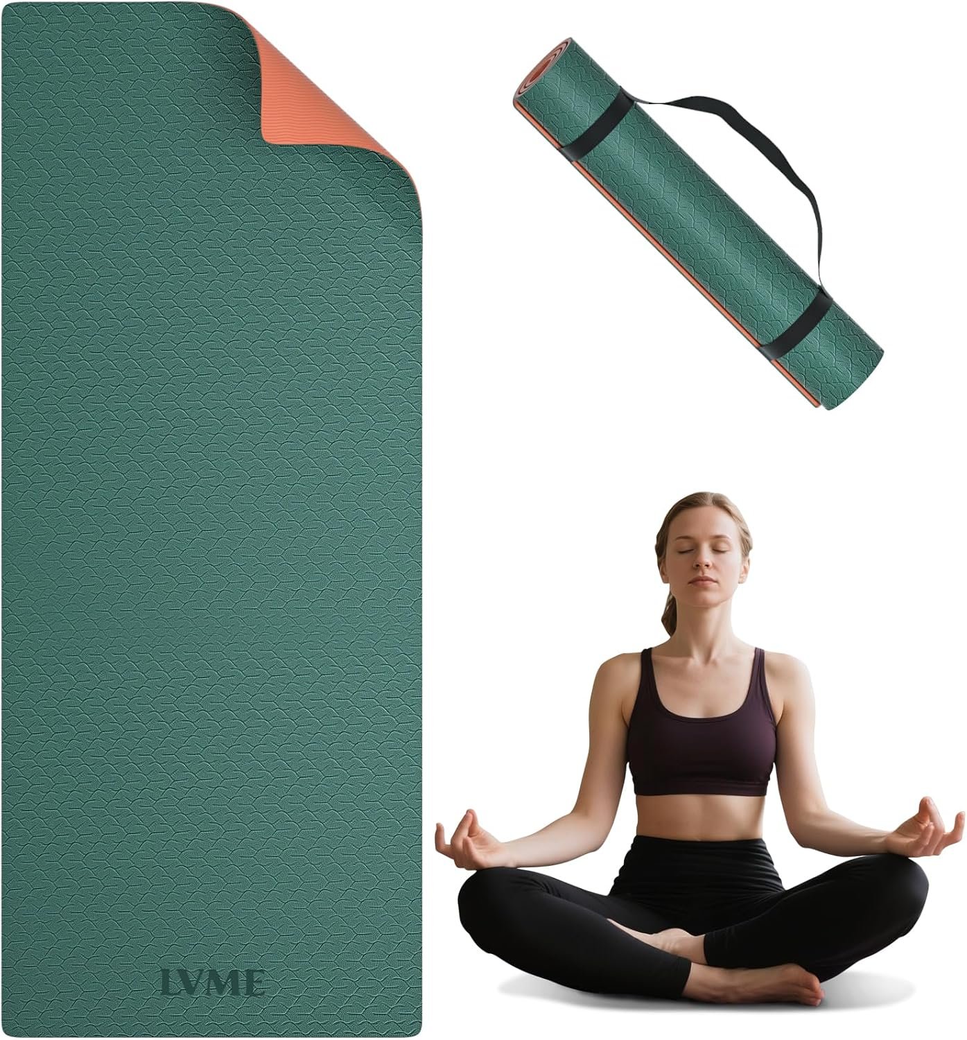 Yoga Mat Non Slip, Anti-Tear 1/4″ & 2/5″ Thick TPE Yoga Mats for Women and Men, a stylish and practical dual-tone yoga mat.72″x24″ Exercise & Fitness Mat with Carrying Strap, Workout Mats for Yoga, Pilates and Floor Exercise
