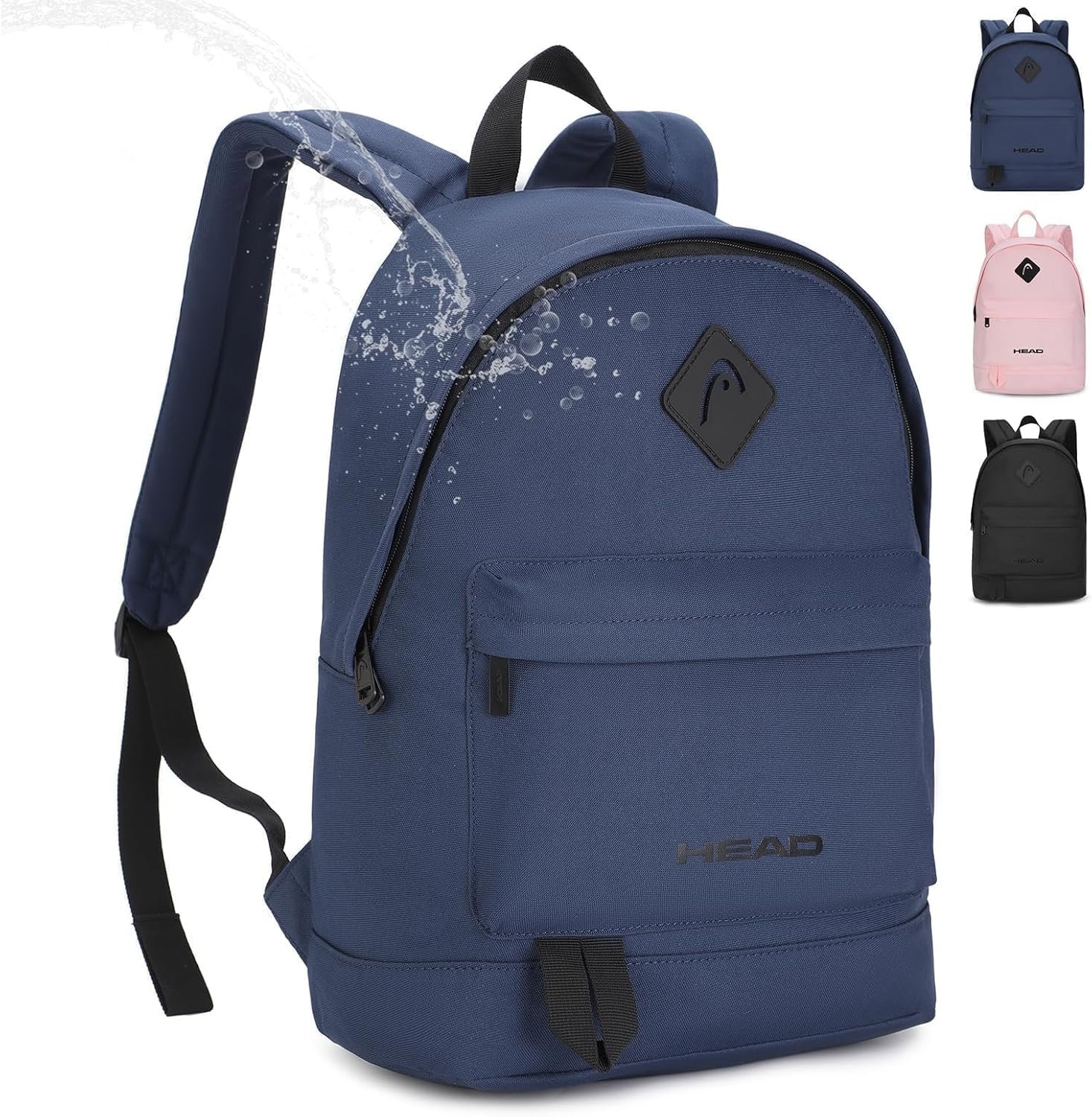 HEAD Waterproof Classic Backpack for Women & Men, 15.6″ Laptop Casual Daypack, Small Basic Backpacks for College/Gym/Fitness/Travel/Daily