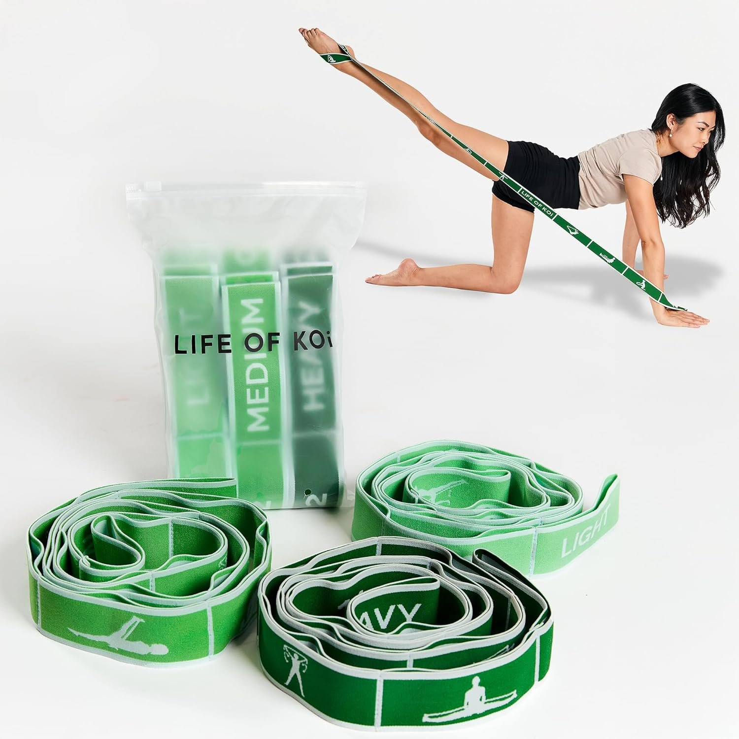 Stretching Strap Set of 3, Stretch Straps with Loops for Yoga, Pilates, Dance, Physical Therapy, 3 Resistance Bands, Stretch Bands for Exercise, Flexibility, Yoga Straps for Stretching