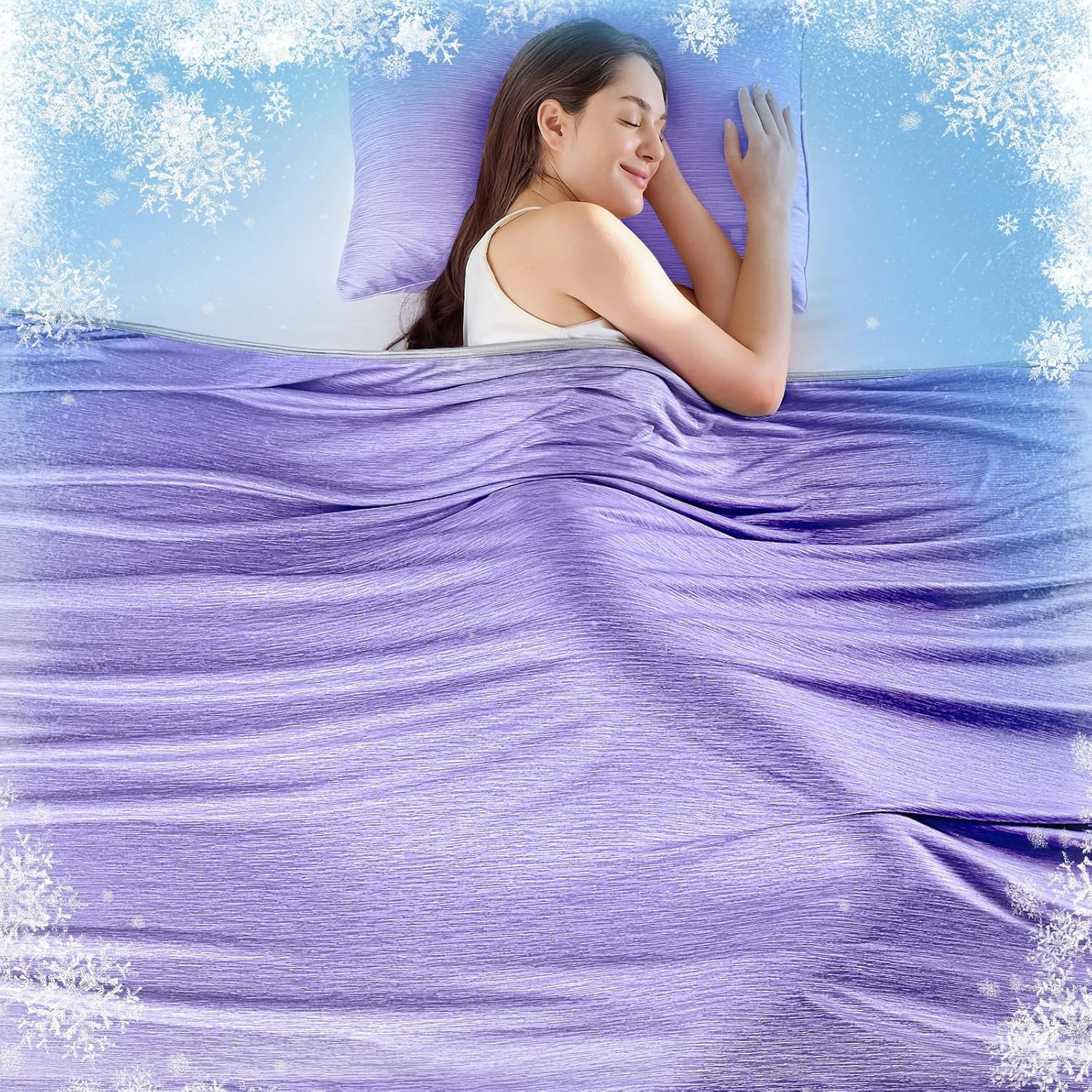KMUSET Cooling Blanket Twin (60″x80″), Double Sided Summer Cooling Blankets for Hot Sleepers & Night Sweats, Breathable Lightweight Blanket for Dorm Room Essentials, Picnic, Gifts for Women Lavender