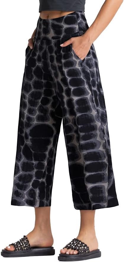 THE GYM PEOPLE Womens’ Yoga Pants with Pockets and Tummy Control High Waist in Flare Crop