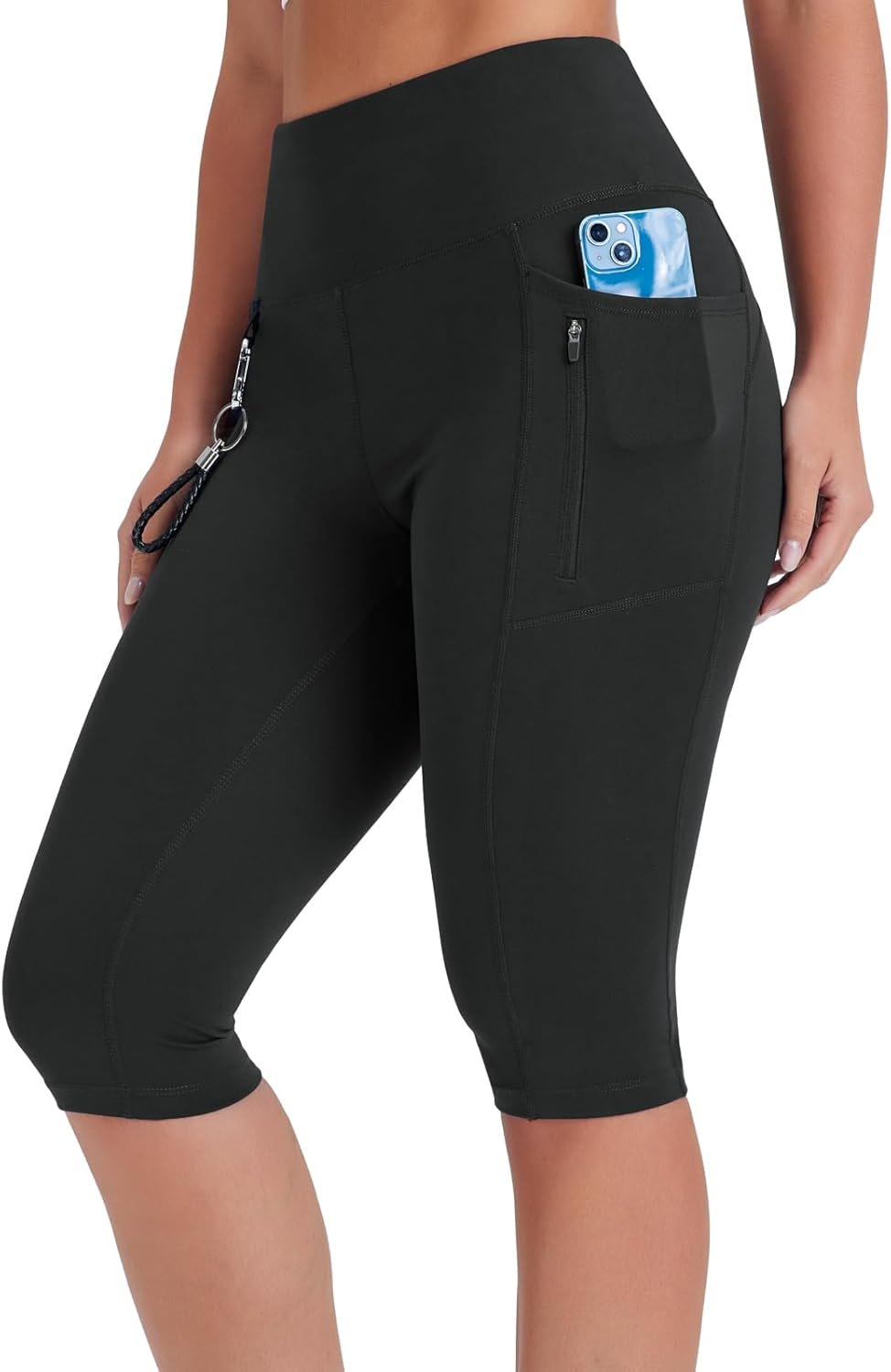 Women’s Long Biker Shorts Hiking Knee Length Capri Leggings, High Waisted Bermuda Shorts with Pockets 14 Inch