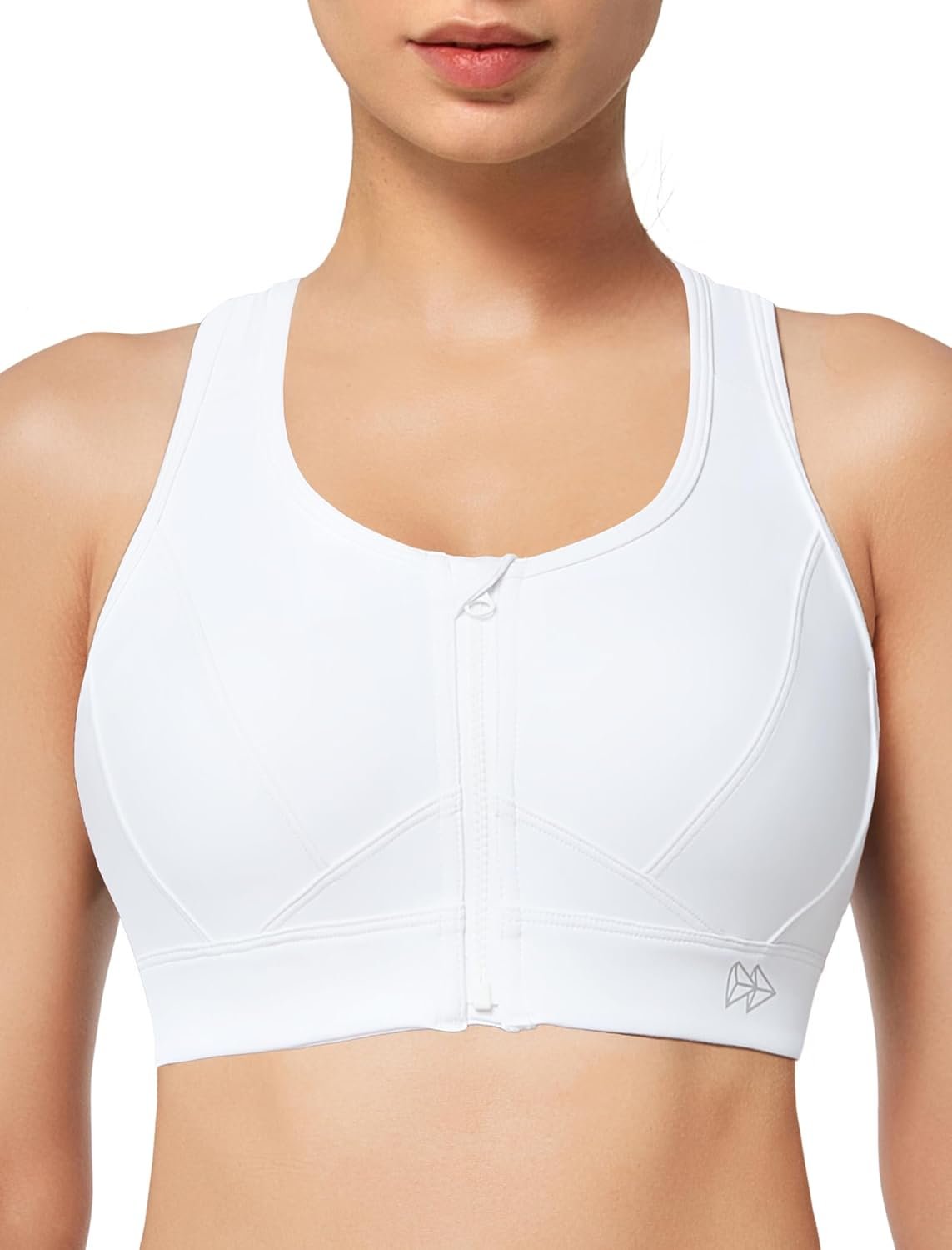 Yvette Zip Front Sports Bra – High Impact Sports Bras for Women Plus Size Workout Fitness Running