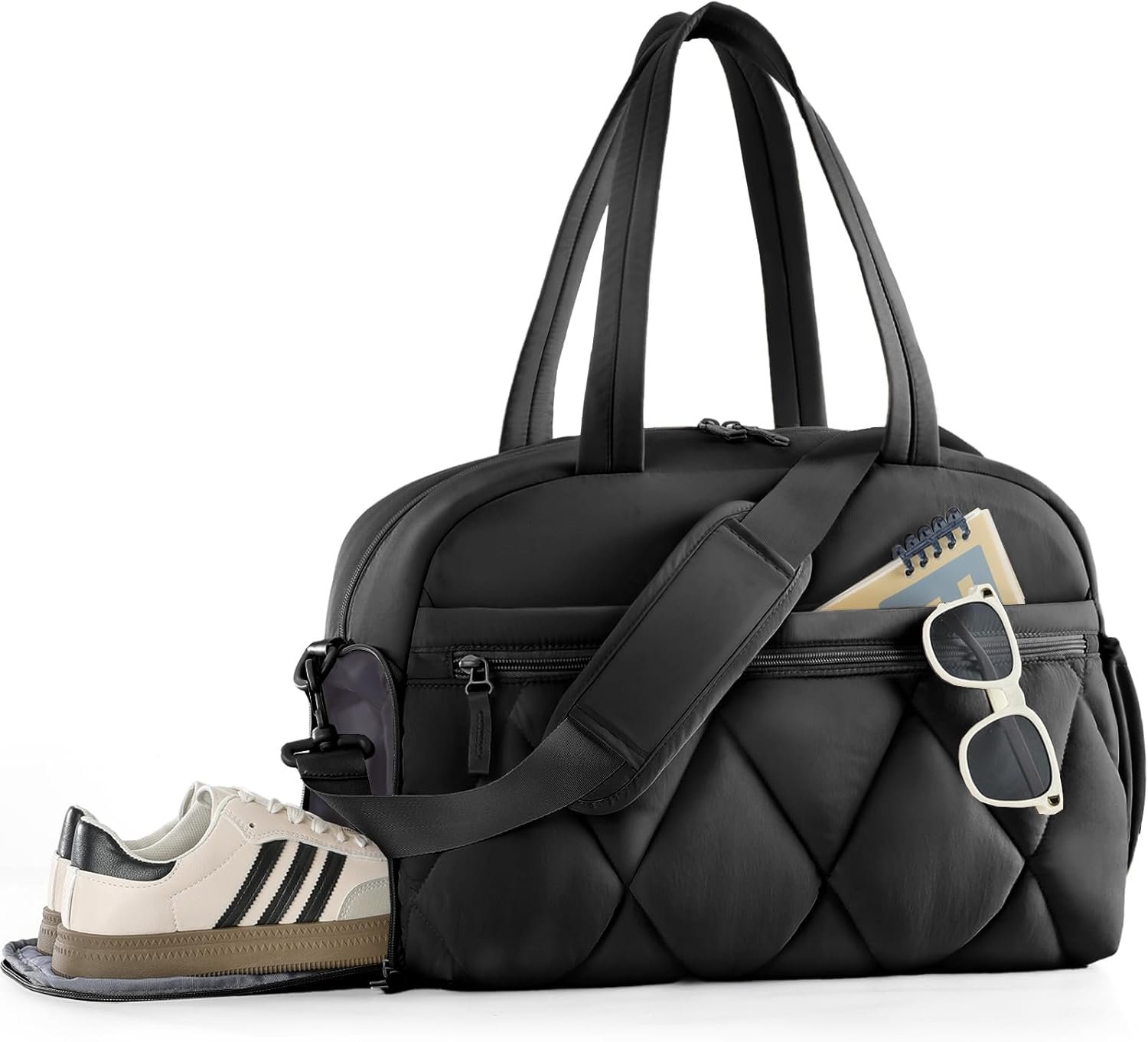 Travel Duffle Bag for Women – Gym Bag With Shoes Compartment & Wet Pocket, Carry On For Weekender, Overnight, Sport(Black)