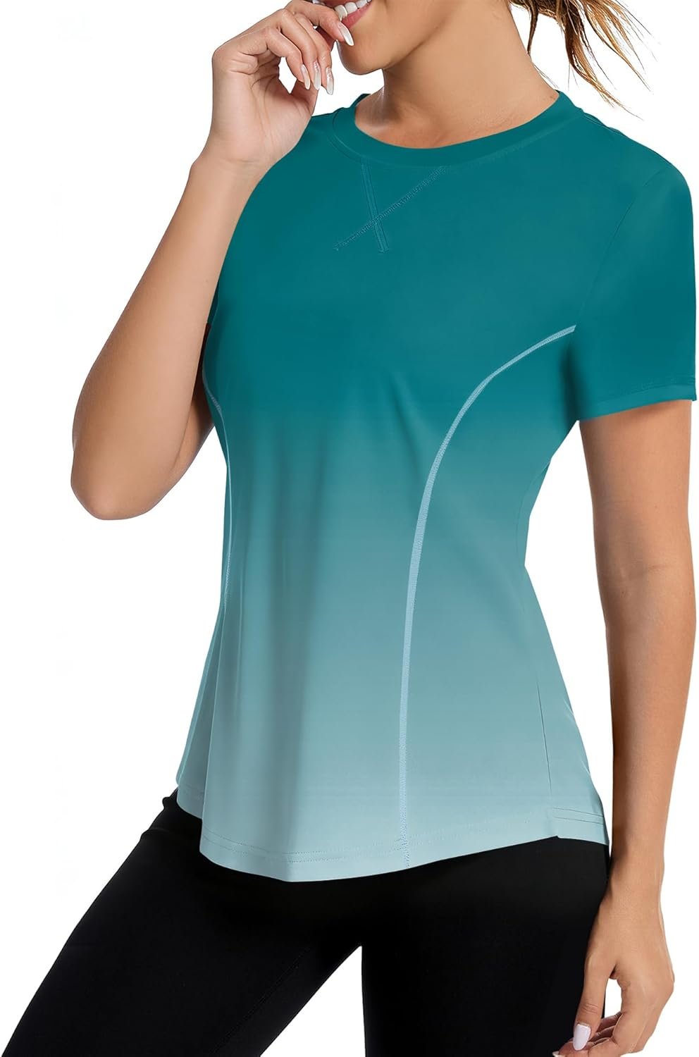 AVOOGUE Women’s Short Sleeve Workout Tops Quick Dry Athletic UPF50+ Sun Protection Shirts Gym Hiking Running Yoga Clothes