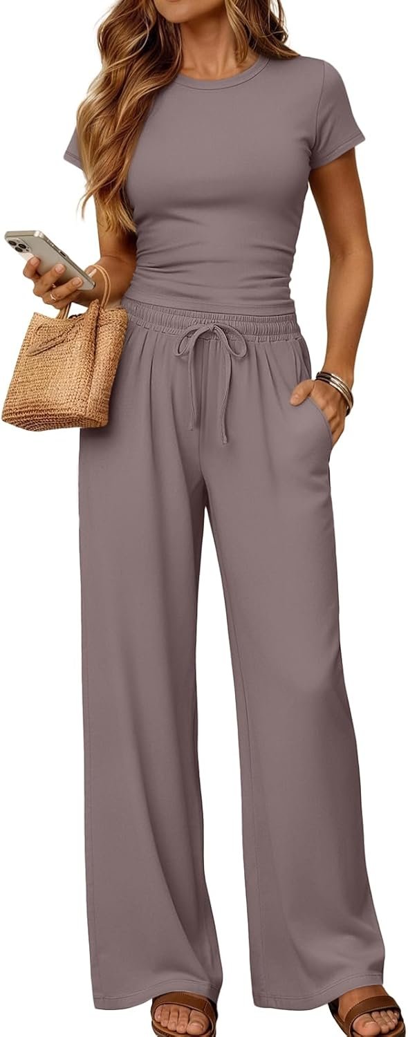 LILLUSORY Lounge Sets for Women 2 Two Piece Matching Sweat Set Workout Sweatsuit Airport Travel Outfit Athletic Tracksuit