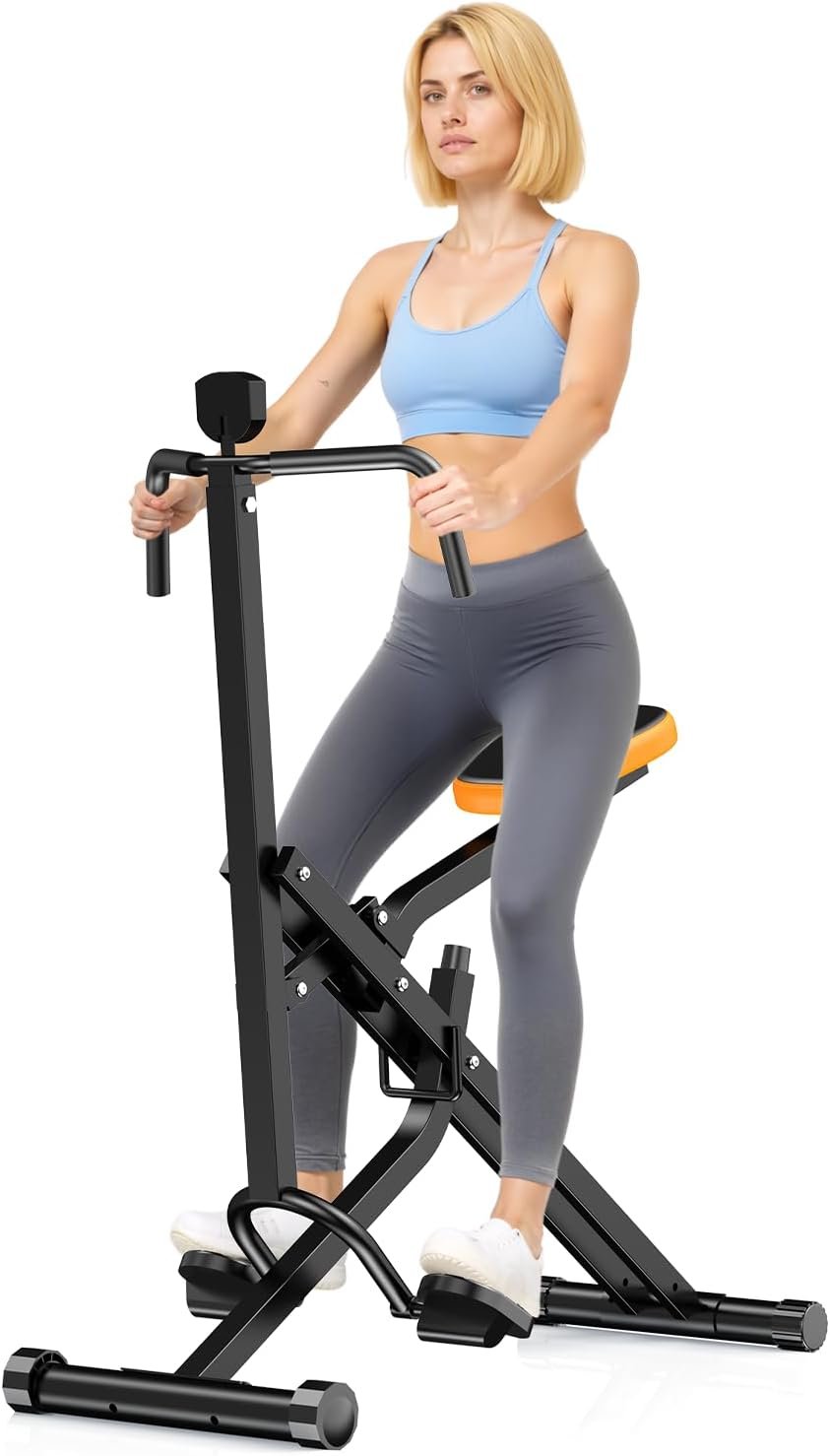 OWLSKY Squat Rowing Machine for Home Gym, Compact Foldable Squat Exercise Machine with LCD Monitor, Low-Impact Workout, Adjustable Seat, 350 LBS, Full-Body Fitness Equipment
