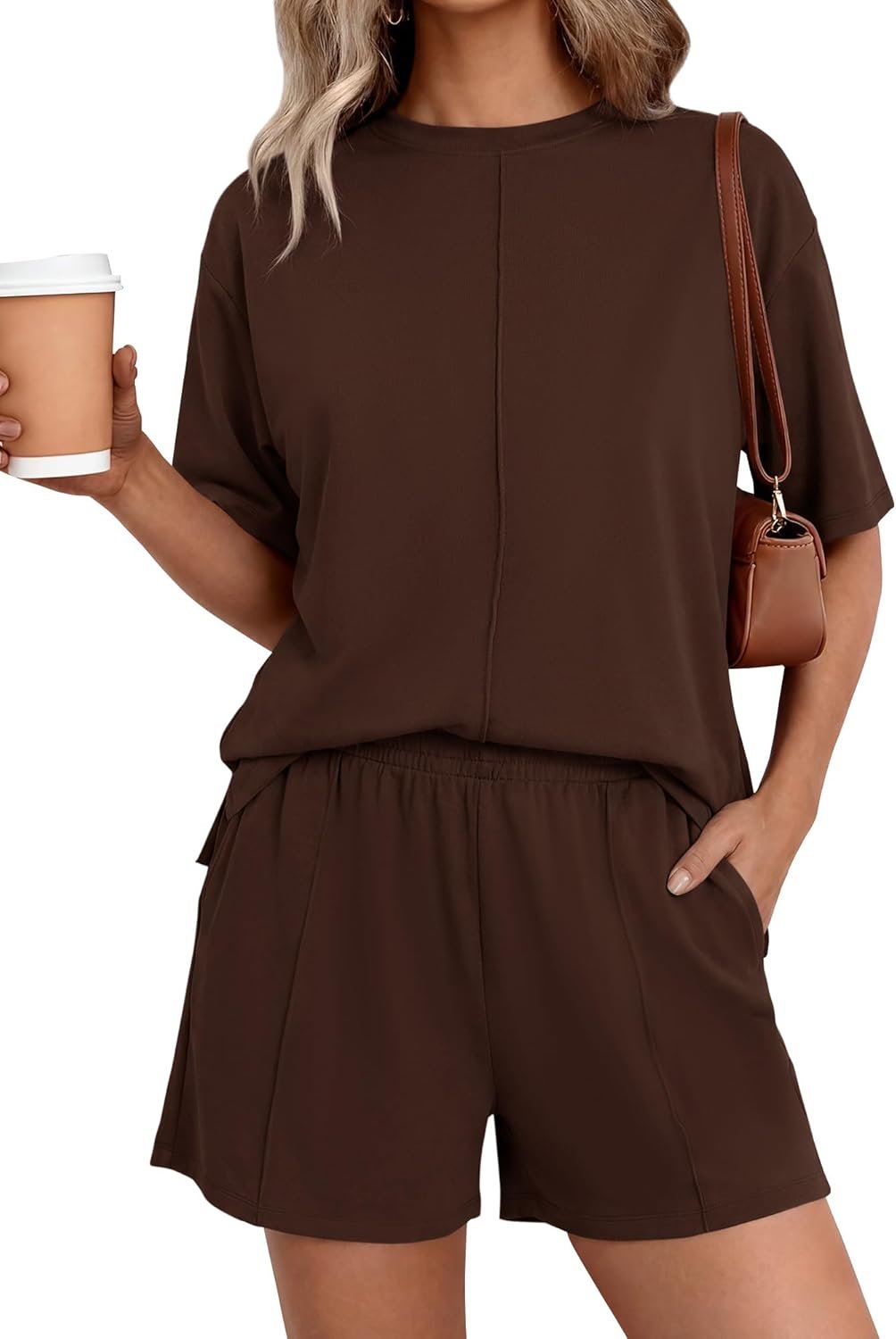 BTFBM Casual 2 Piece Sets For Women Summer 2026 Short Sleeve Tops Shorts Spring Lounge Matching Workout Airport Outfits