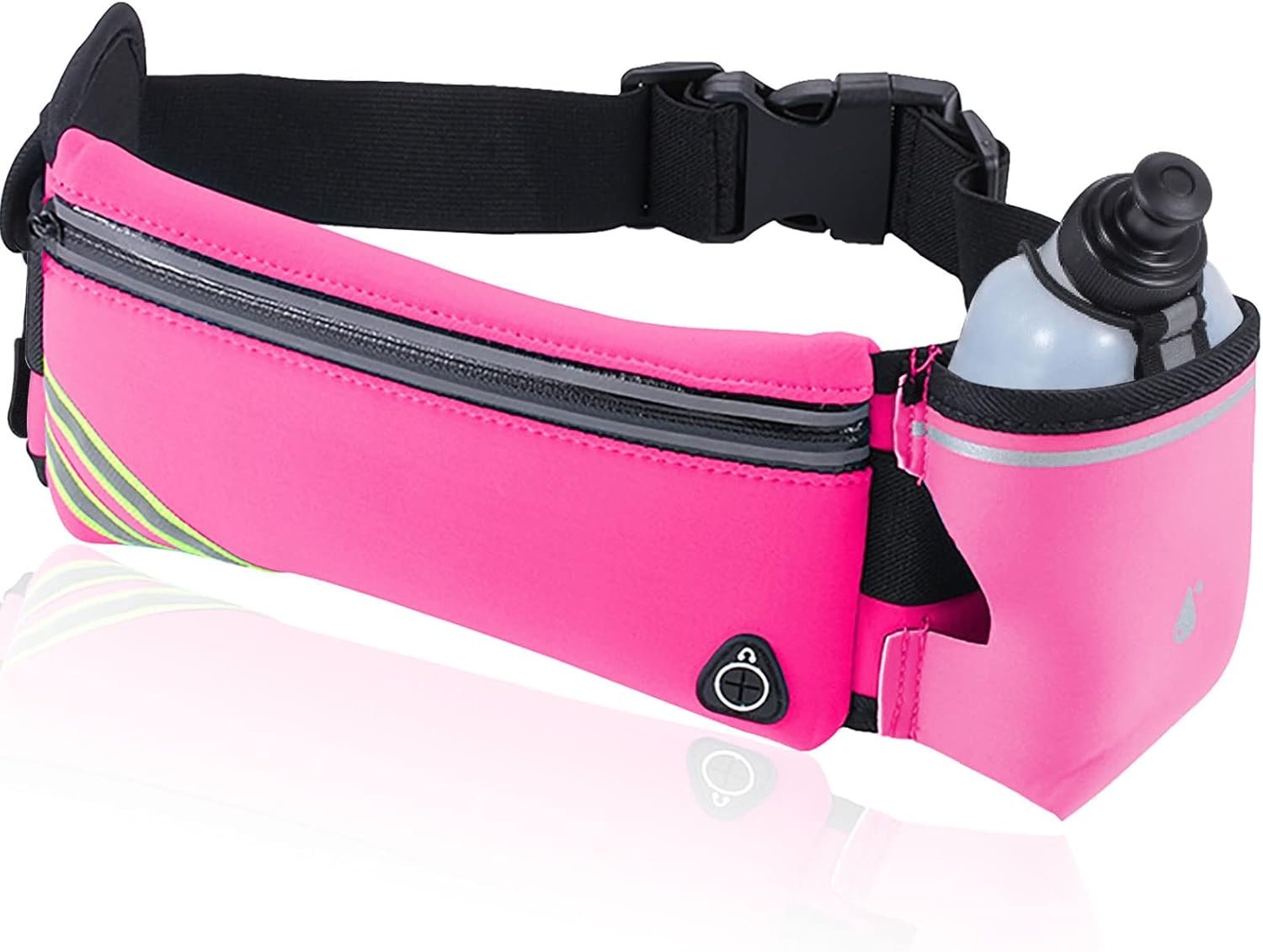 Running Belt Bag with Water Bottle,Waterproof Fanny Pack for Women Men,Waist Bag Fit Hiking Cycling Walking Workout Jogging Runners Pouch Phone iPhone 17 16 15 14 13 12 11 Pro Max Xs 16e Xr Plus Pink
