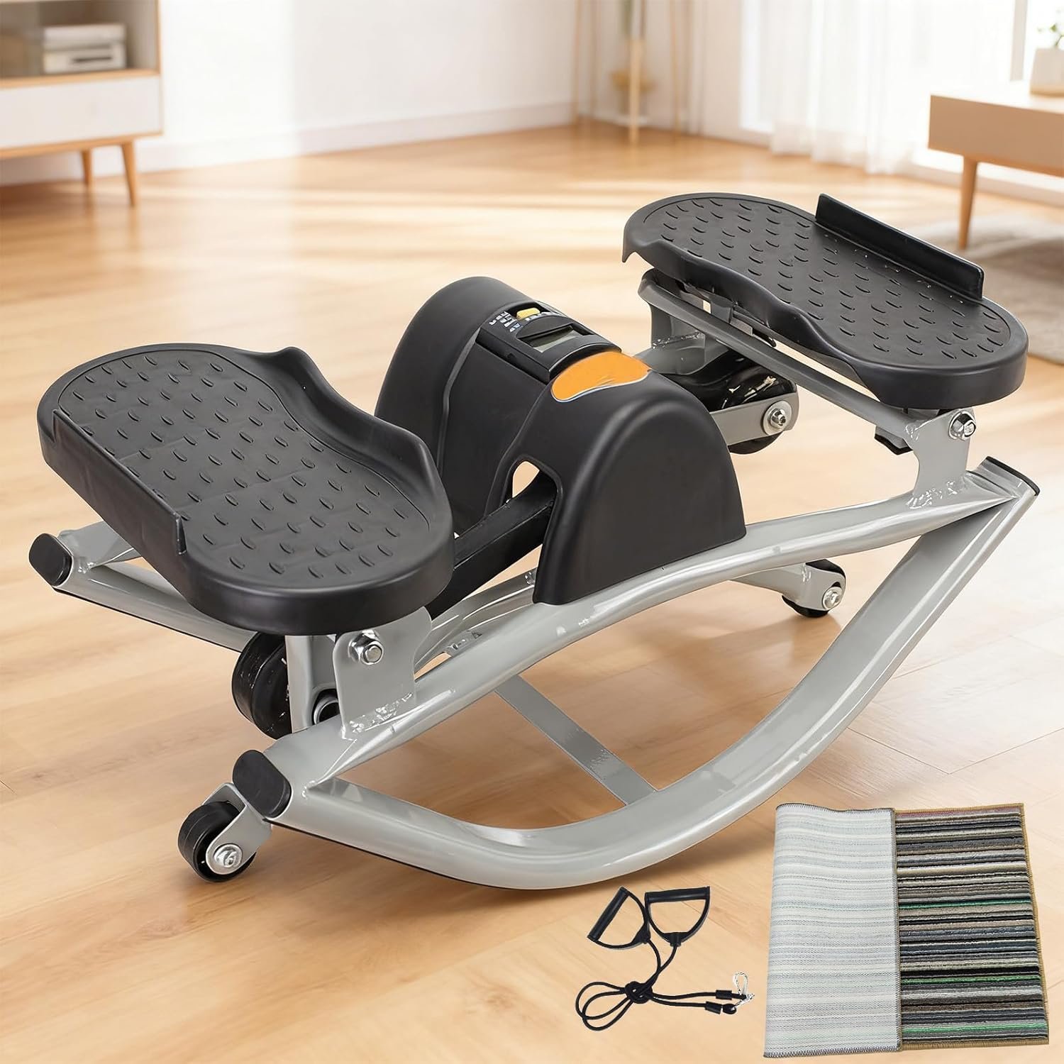 Low-Impact Lateral Rocking Fitness Stepper for Knees and Joints,Home Workout Machine,Rock Stepper Machine with Digital Display,Track Time,Reps,Calories for Legs,Glutes,Abs