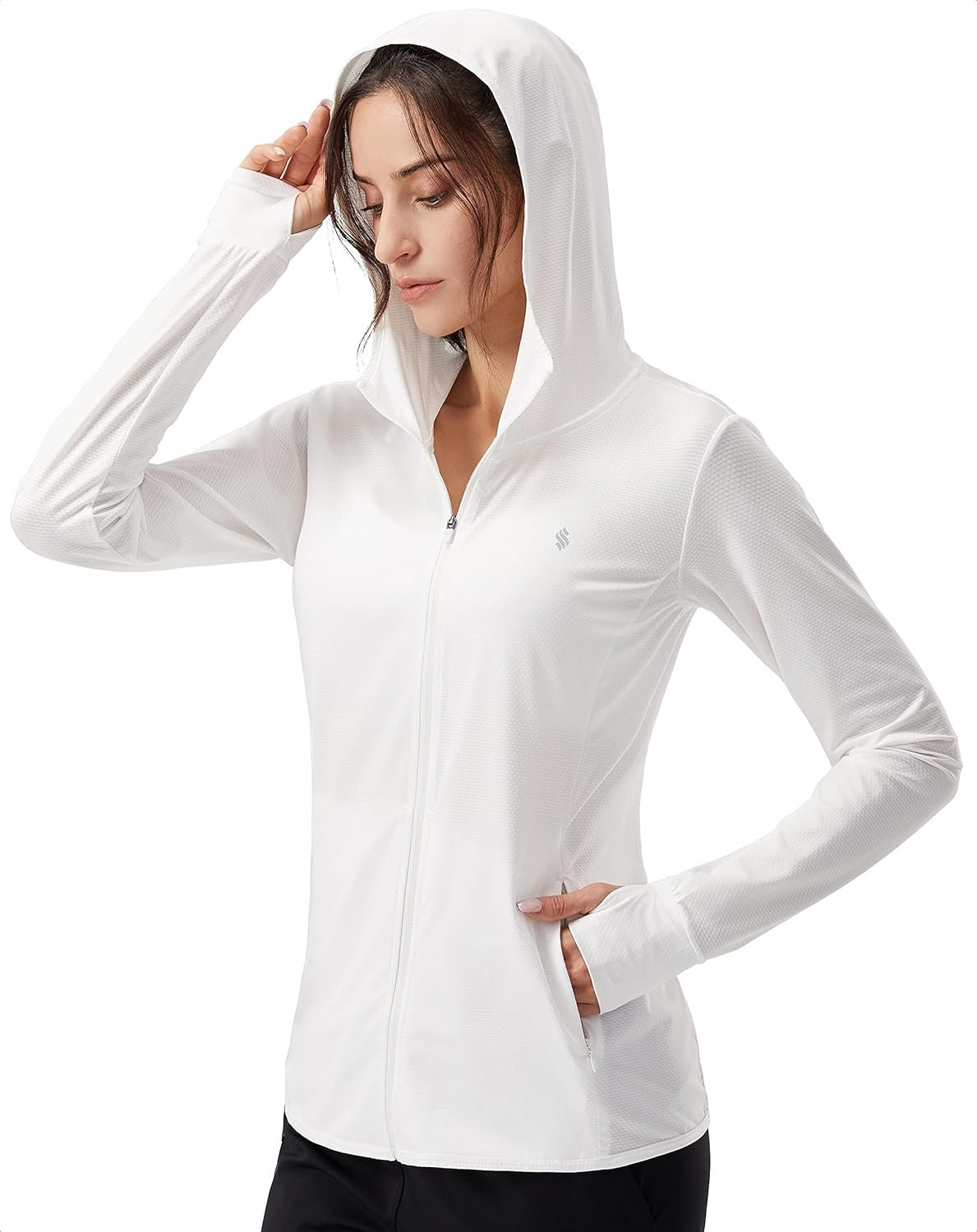 Soothfeel Women’s UPF 50+ Sun Protection Hoodie Jacket Lightweight Long Sleeve Sun Shirt for Women with Pocket Hiking Outdoor