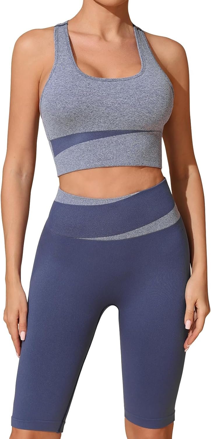 Women’s High-Waist Yoga Set – Seamless Workout Outfit with Sports Bra & Leggings