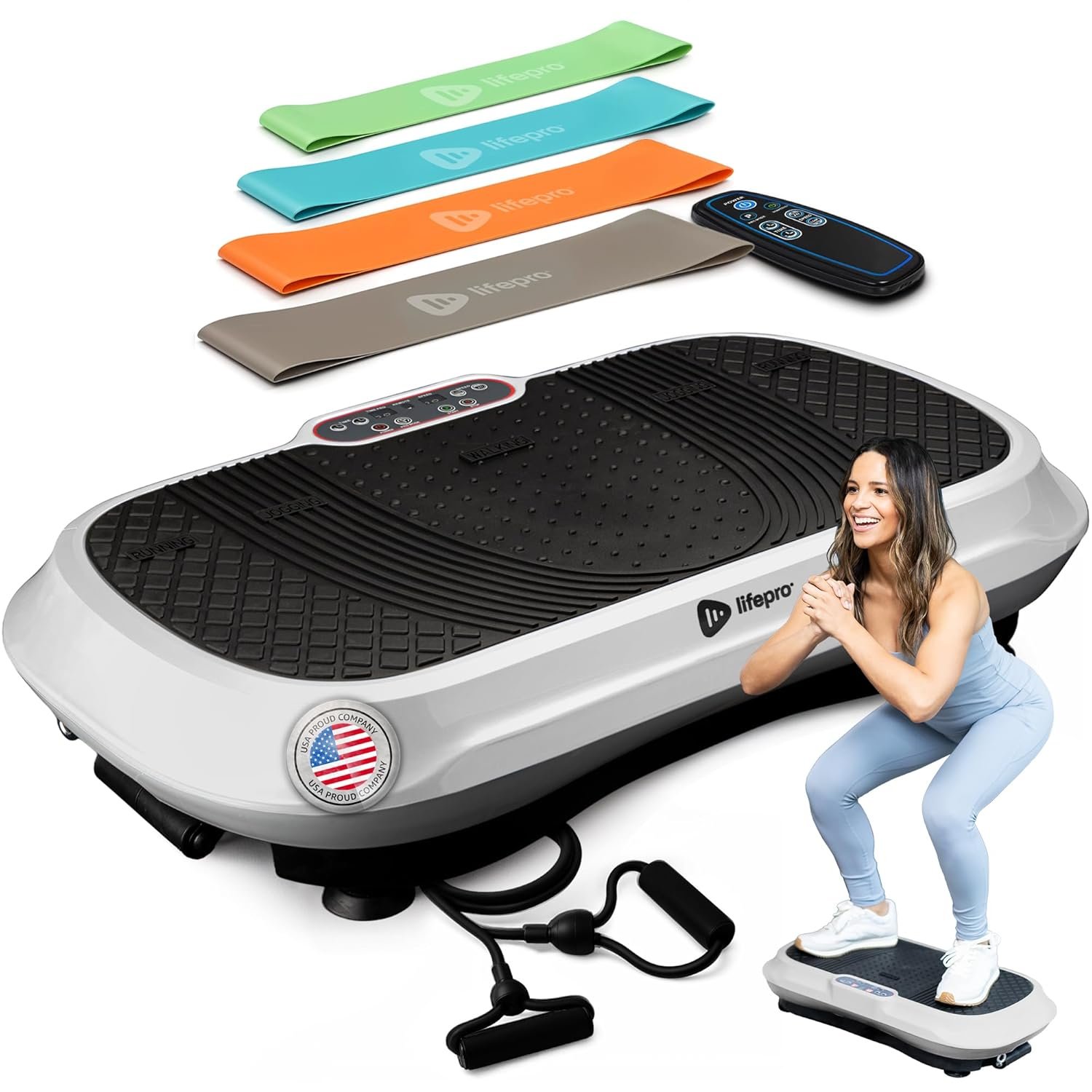Lifepro Waver Vibration Plate Exercise Machine – High-Intensity Vibration Plate for Lymphatic Drainage – Full-Body Workout Vibrating Platform with Loop Bands – Fitness Equipment for Strength & Toning