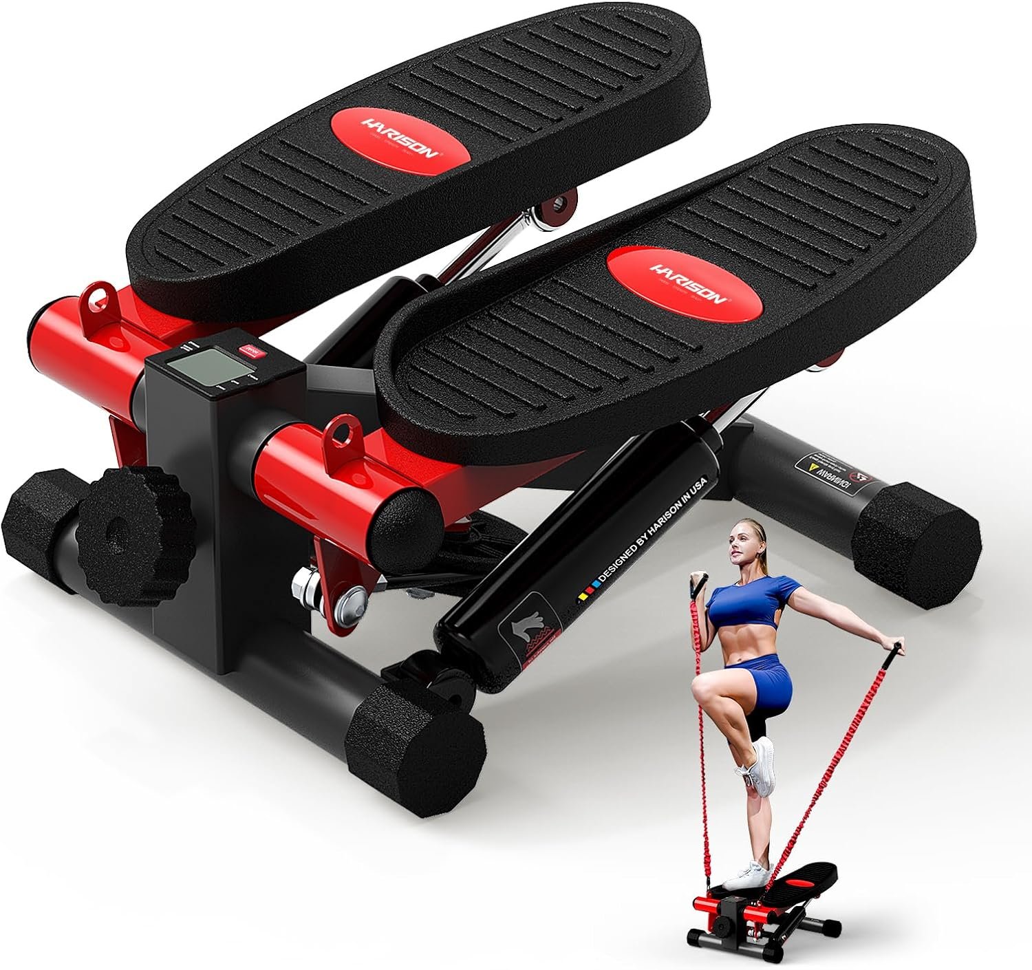 HARISON Mini Steppers for Exercise, Stair Stepper with LCD Monitor 300LBS Capacity, Portable Under Desk Stepper for Home Workout