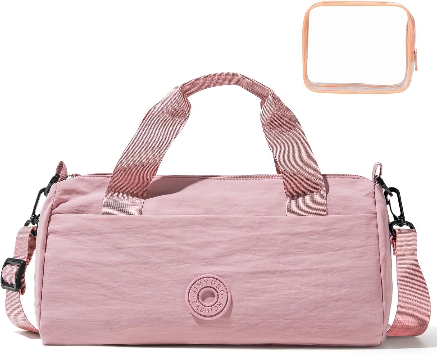 Mini Gym Bag for Women Men, Travel Gymnastics Sports Dance Ballet Samll Duffle Bag Gym Tote Organizer with Toiletry Pouch (Pink with Toiletry Bag)