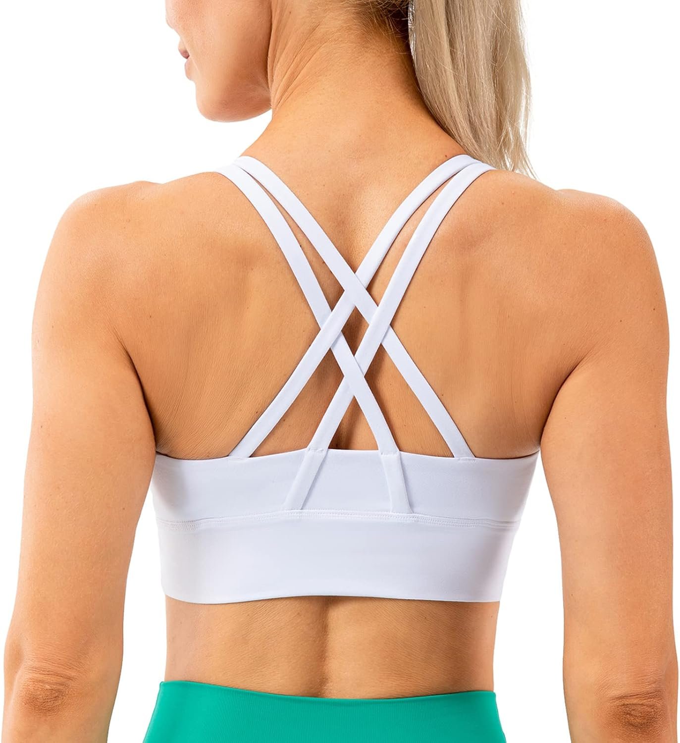 Lavento Women’s Strappy Sports Bra Medium Support Workout Training Top