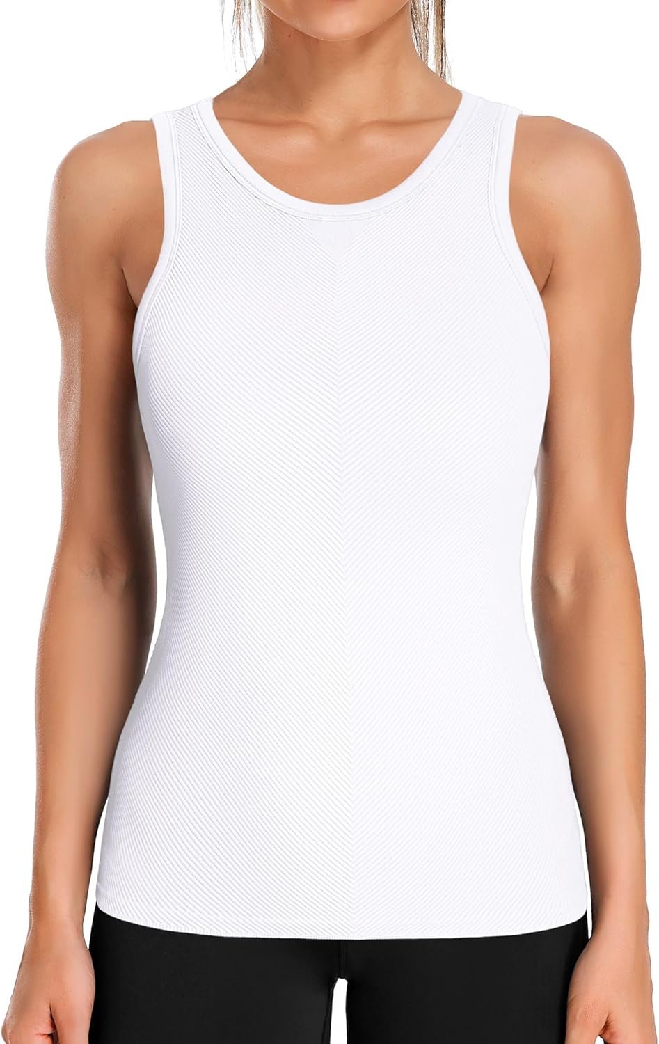 ATTRACO Workout Tank Tops for Women Seamless Full Length Gym Tops Athletic Yoga Top Built in Bra