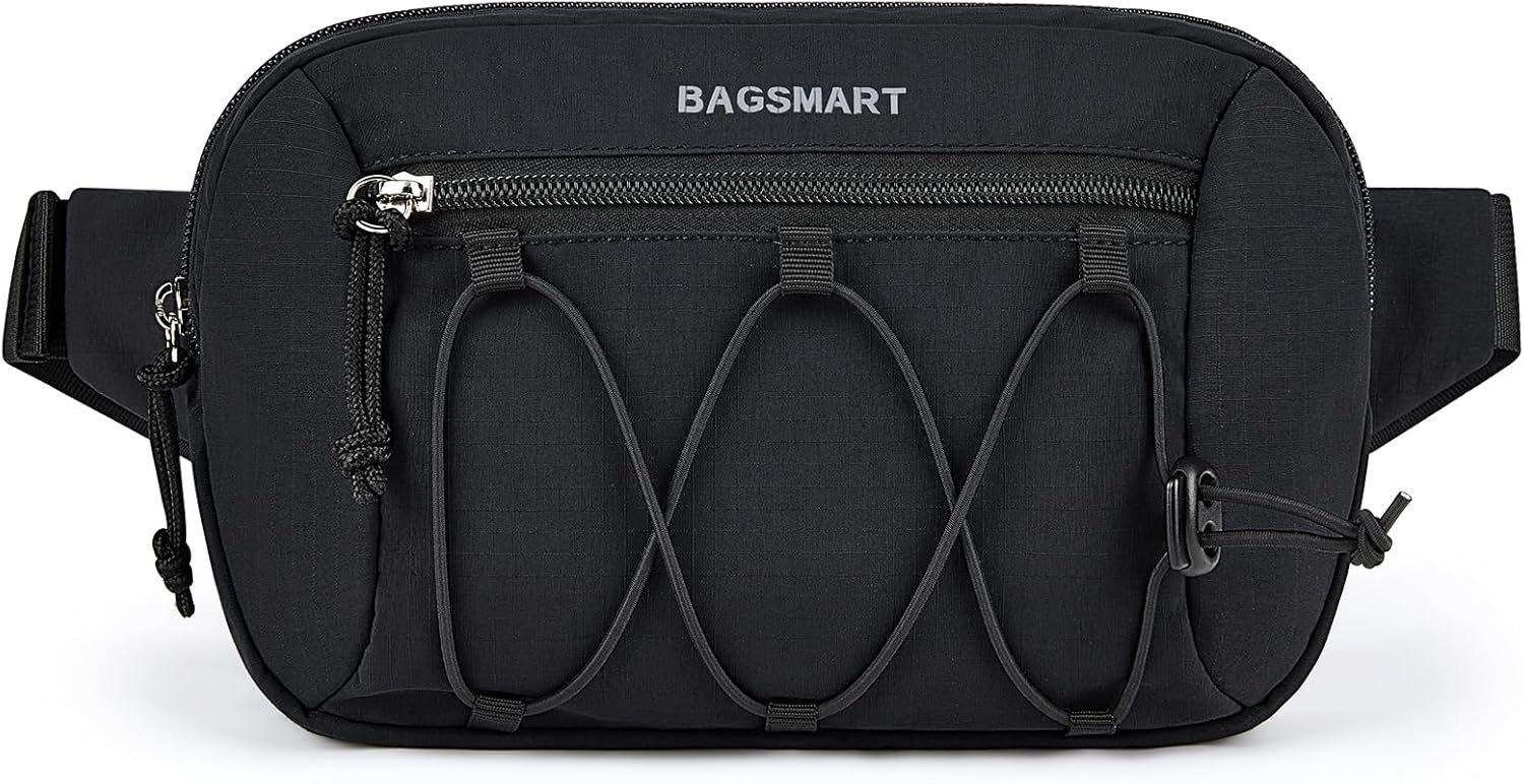 BAGSMART Fanny Packs for Women Small Belt Bag with Adjustable Strap Waist Pack for Running Workout Traveling Hiking, Black