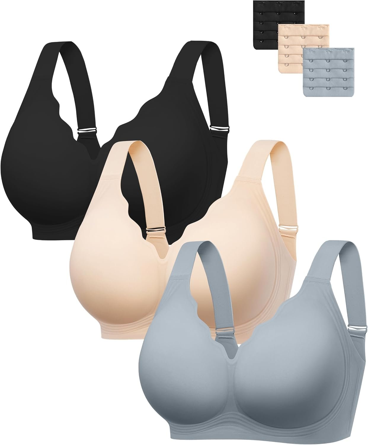 Womens Wireless Jelly Bra Plus Size T-Shirt Bras Seamless Full Coverage Comfortable Push Up No Underwire for Women
