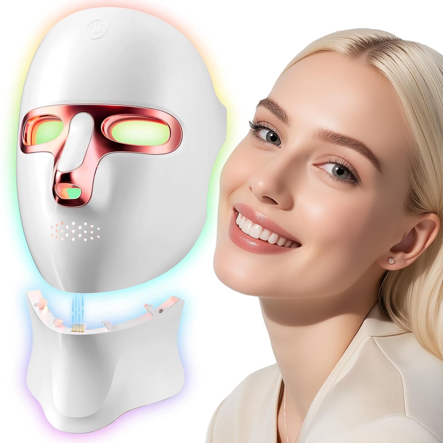 ONLUKY Red Light Therapy Mask for Face,Cordless LED Face Mask Light Therapy,USB C Rechargeable,Infrared Lights Masks for Home Working Travel Yoga Sleep pink
