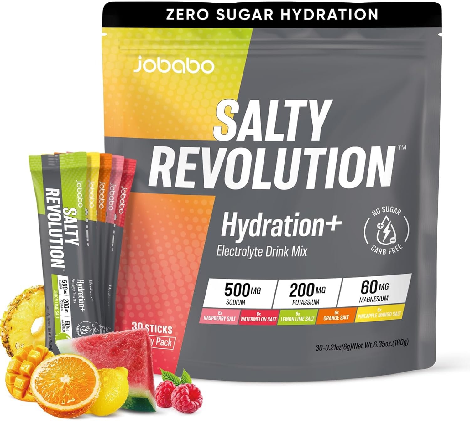 Salty Revolution Electrolytes Powder Packets | Keto, Energy & Sports Hydration Support | No Sugar, Gluten-Free | Drink Mix Variety Pack (30 Sticks)
