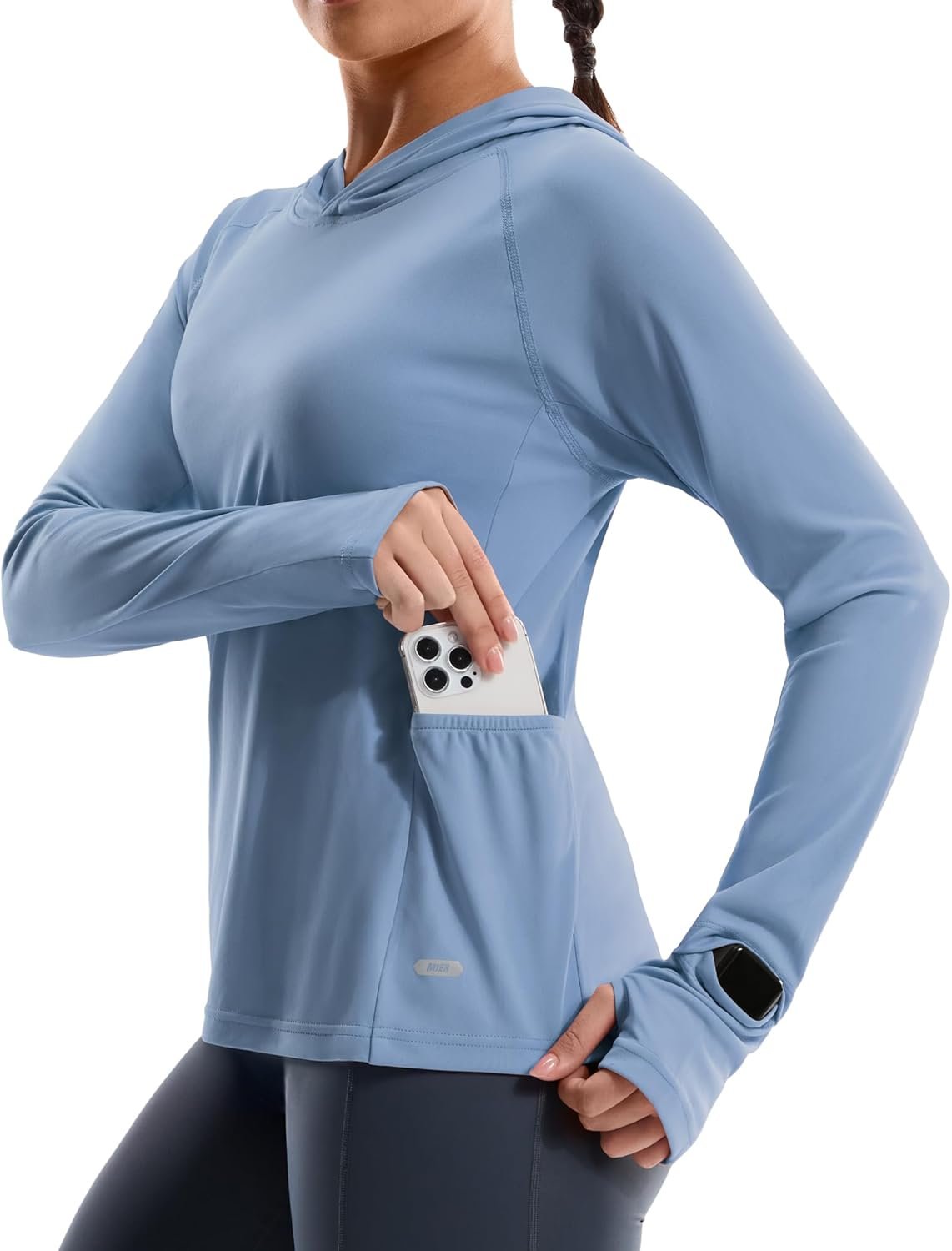 MIER Long Sleeve Sun Shirt for Women – Lightweight UPF 50+ UV Sun Protection Hoodie Quick Dry SPF Tops for Summer Running