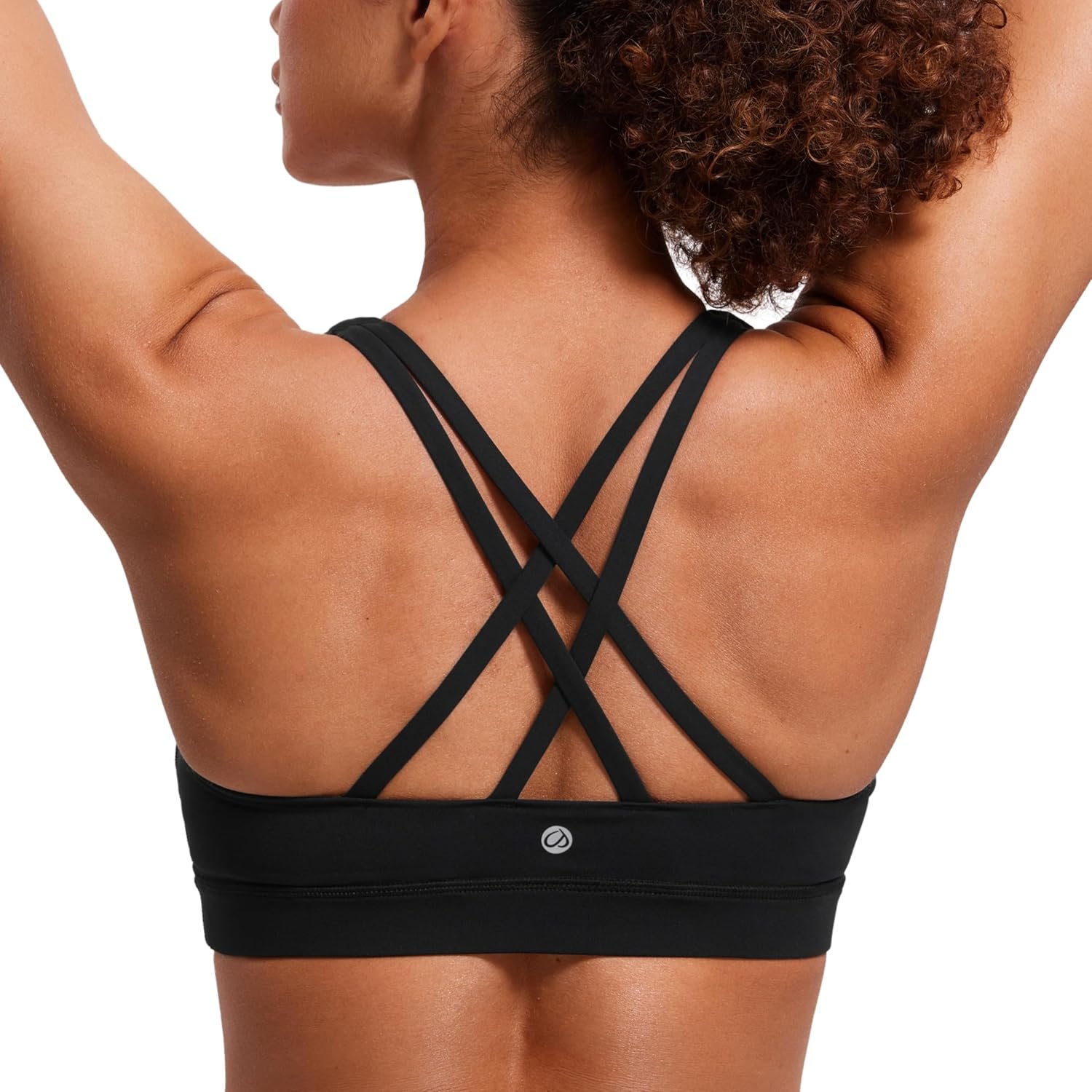 CRZ YOGA Naked Feeling Strappy Padded Sports Bras for Women – Fitness Workout Top Criss Cross Back Yoga Cami