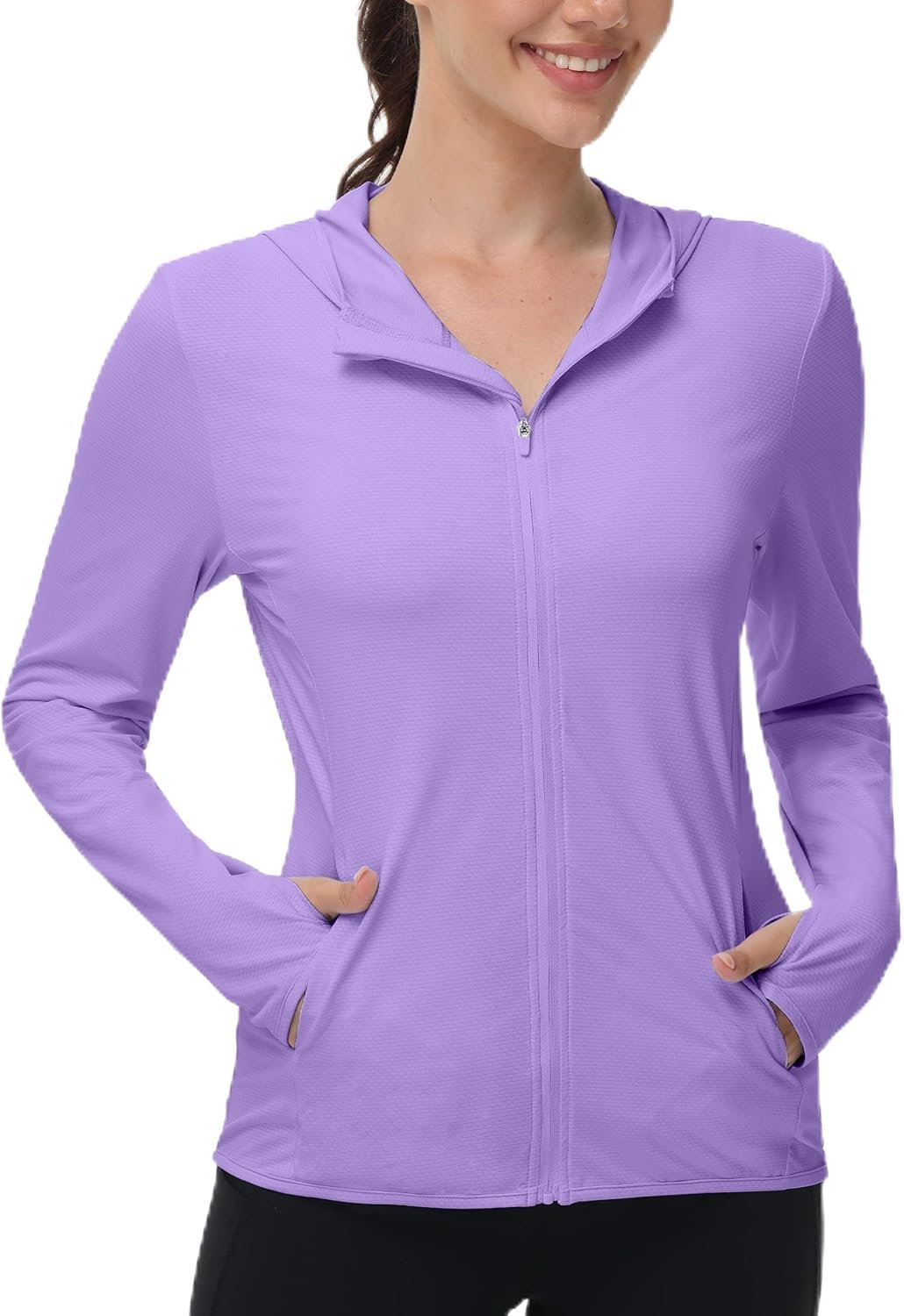 isnowood Women’s UPF 50+ Sun Protection Rash Guard, UV SPF Long Sleeve Zip Hoodie Jacket, Lightweight Hiking Outdoor Shirts